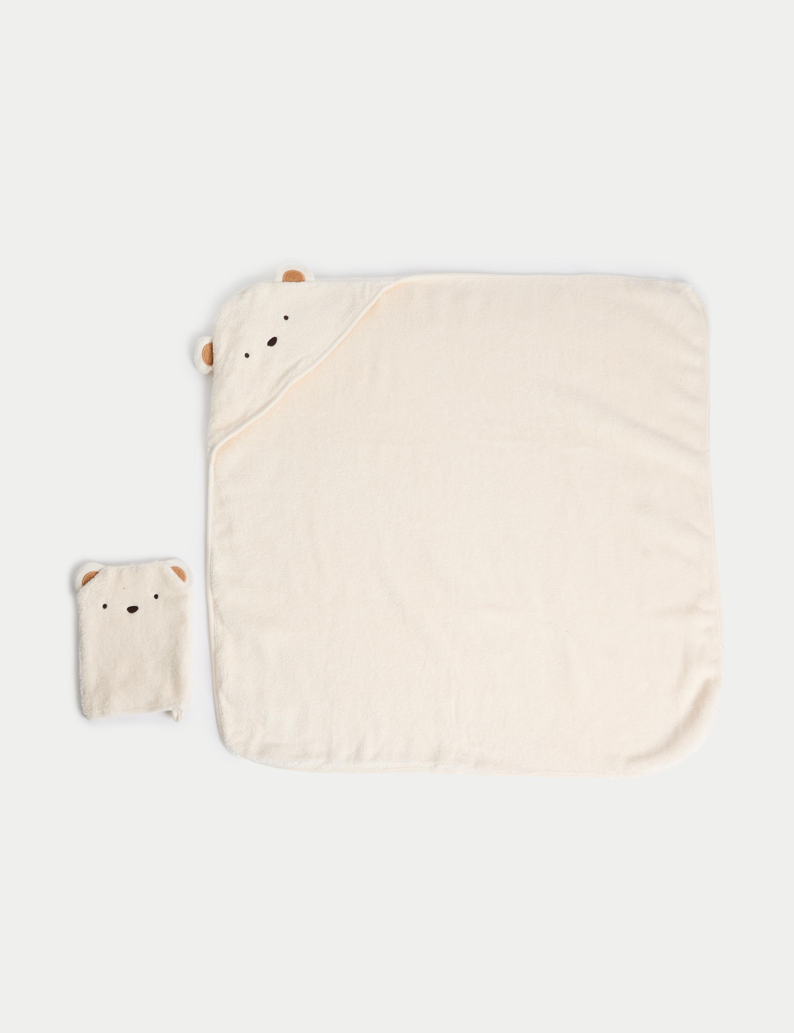Pure Cotton Animal Hooded Towel and Mitt Set