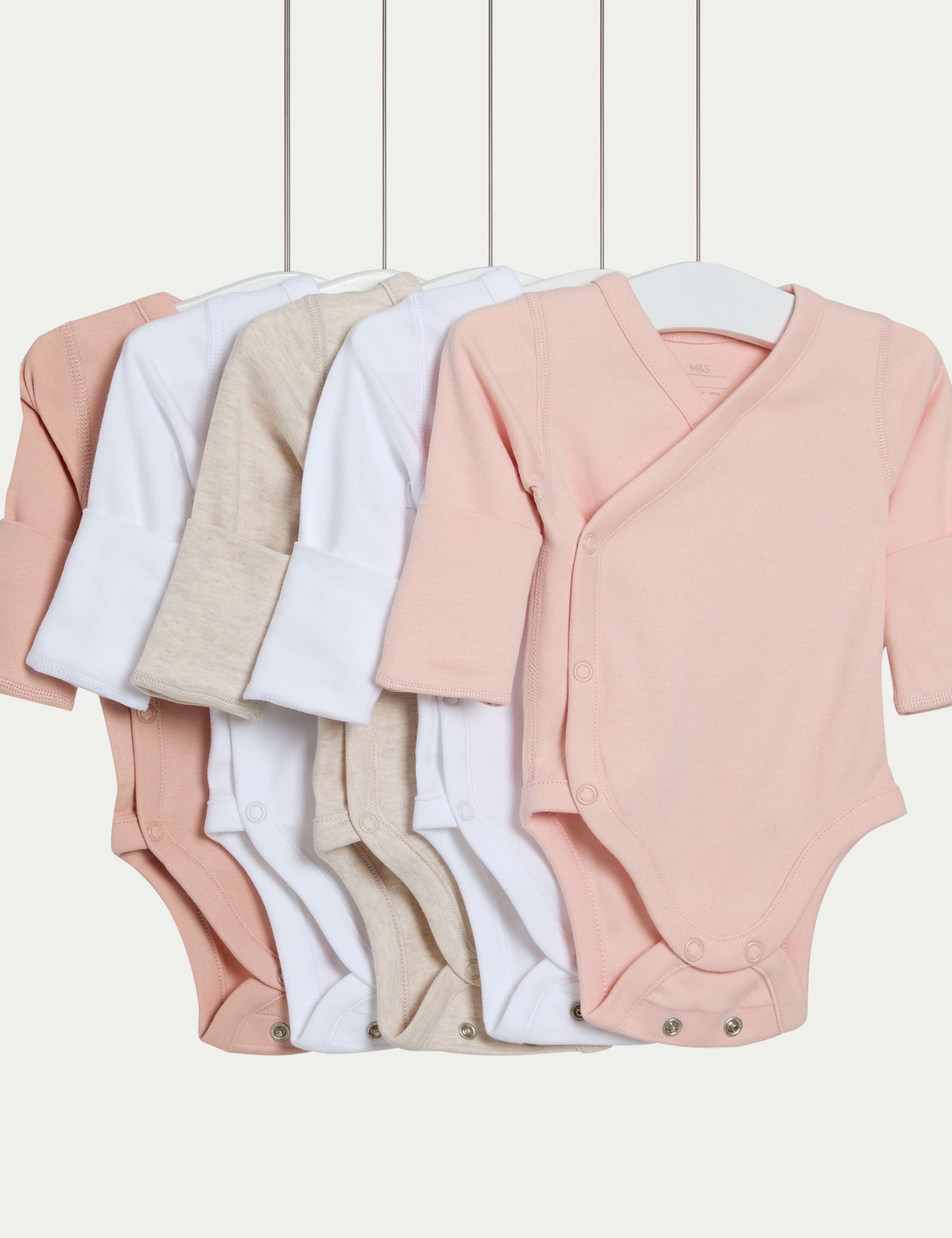5pk Pure Cotton Crossover Bodysuits (6lbs-3 Yrs)