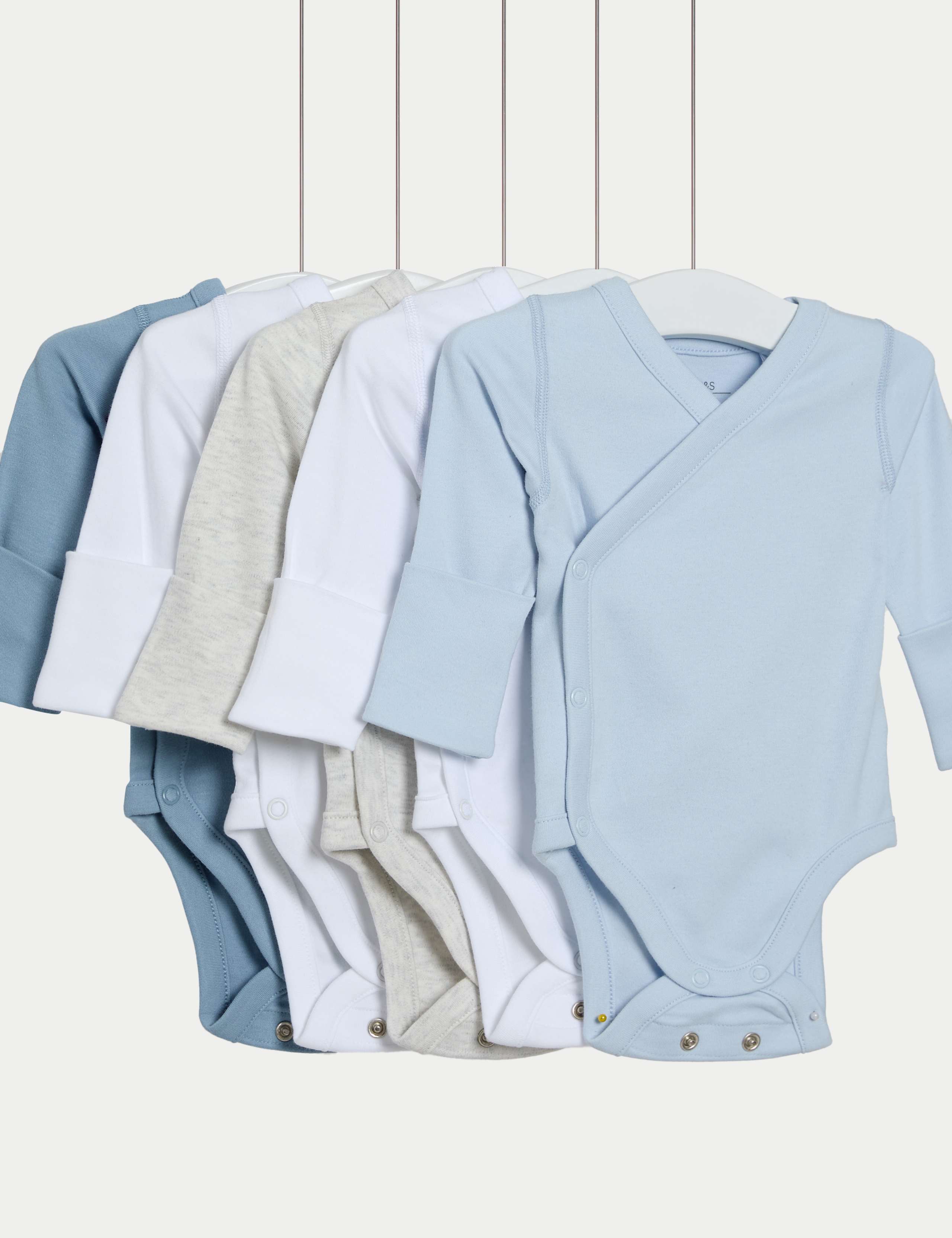 5pk Pure Cotton Crossover Bodysuits (6lbs-3 Yrs)