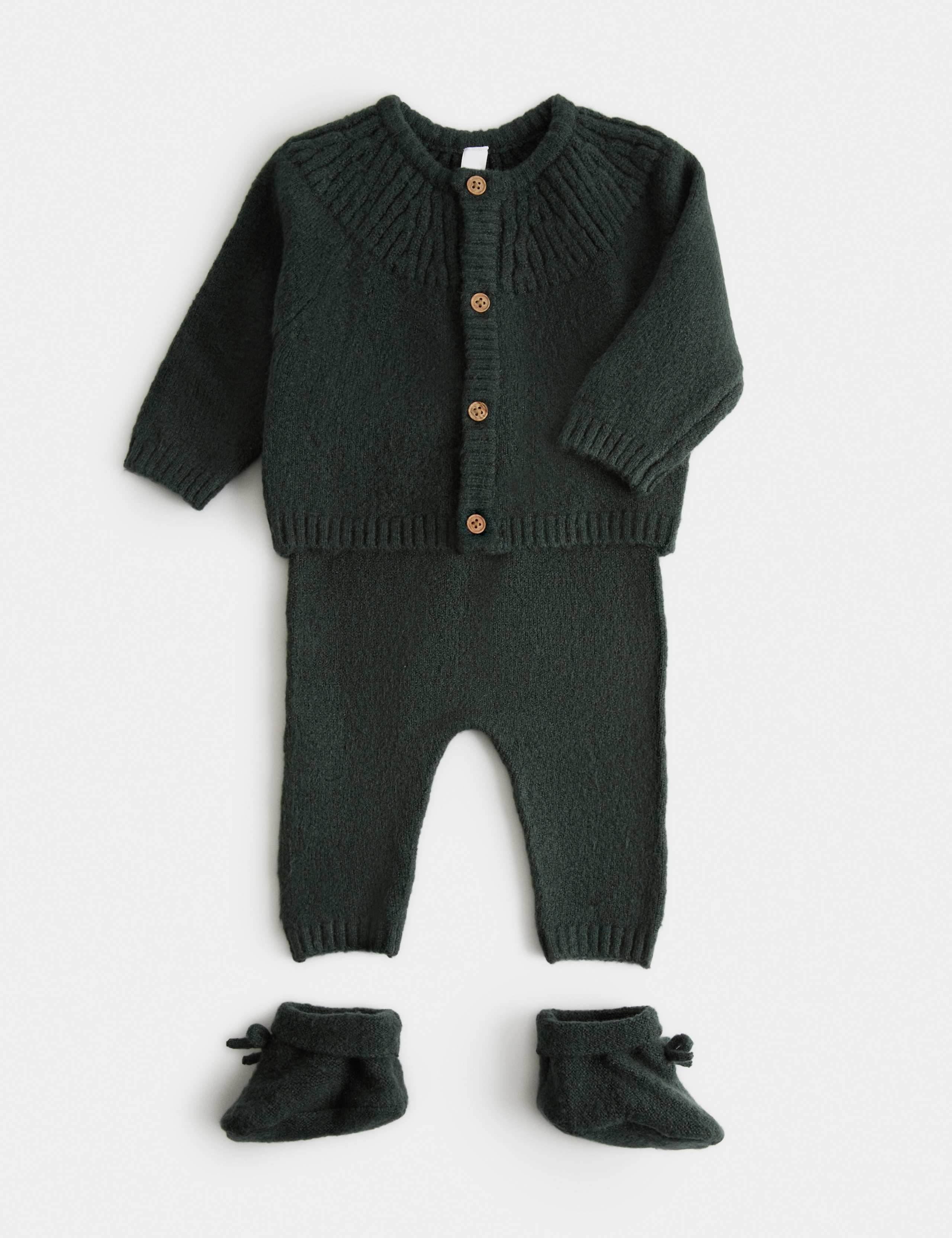 3 Piece Knitted Outfit with Booties (7lbs - 18 Mths)