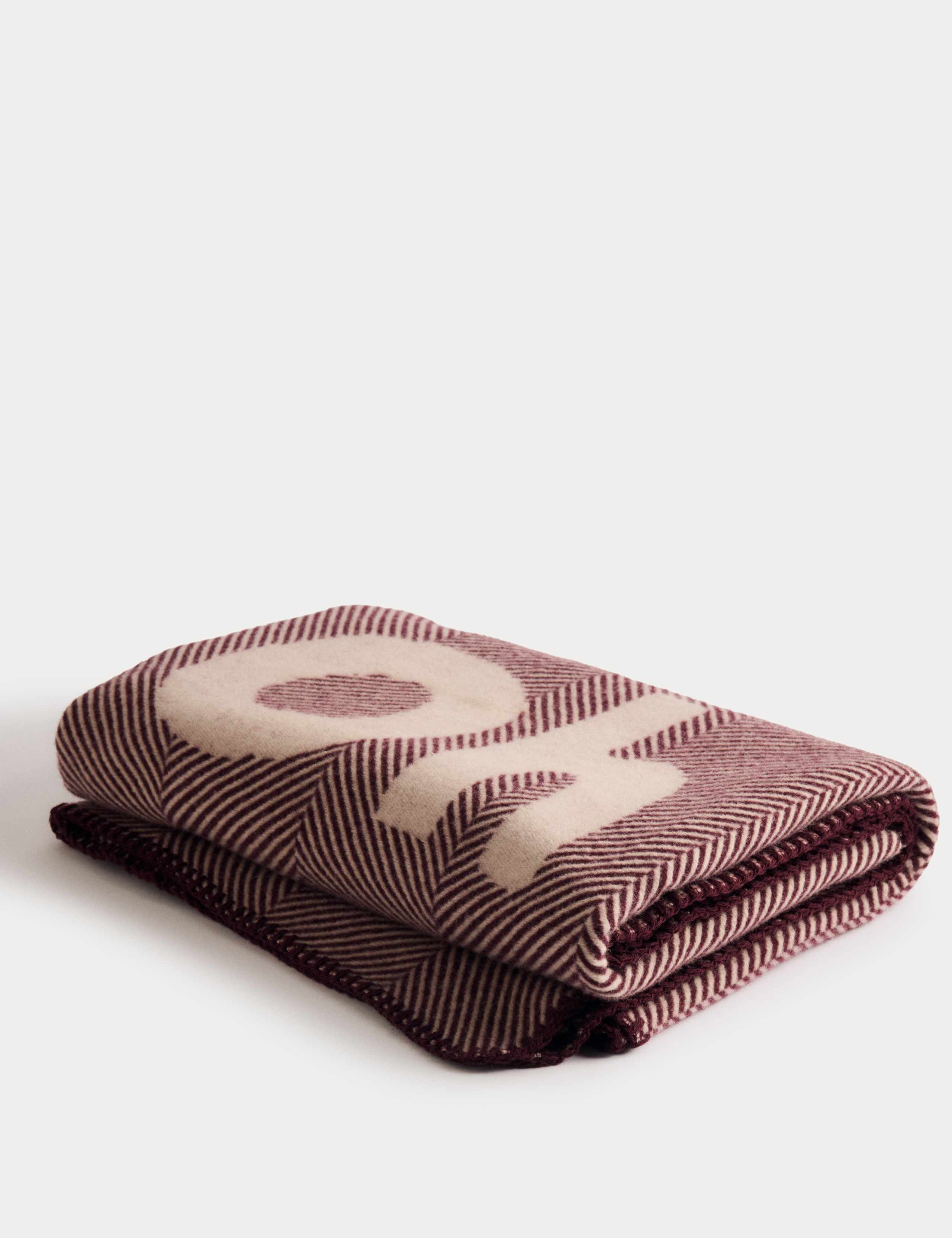 Pure Wool Oh Happy Day Slogan Throw