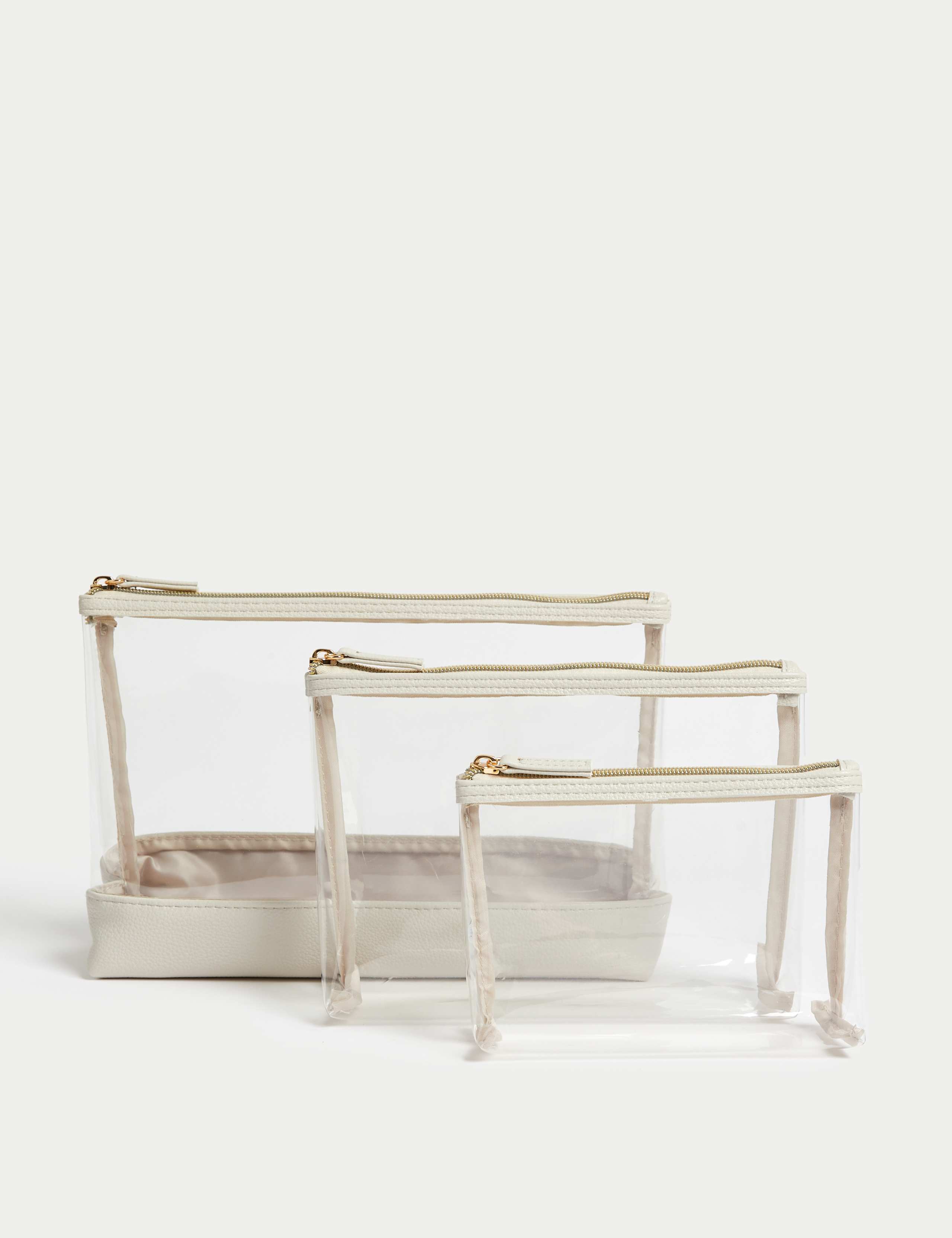 3 Piece Clear Makeup Bag Set