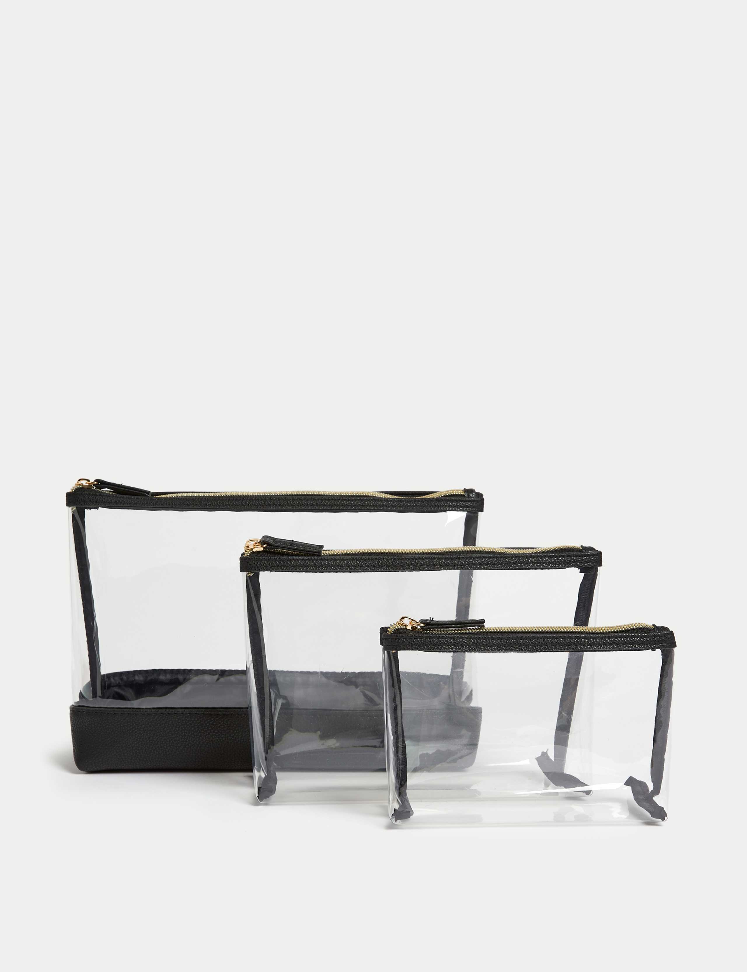 3 Piece Clear Makeup Bag Set