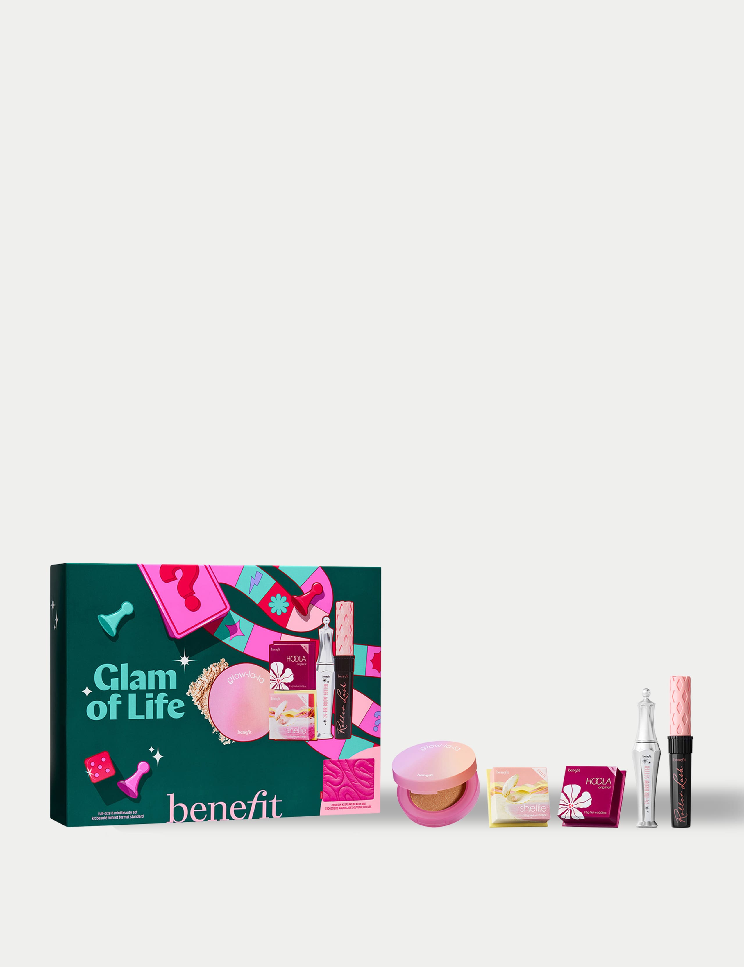 Glam of Life Mascara, Brow and Cheek 5-piece Makeup Gift Set Worth £120.50, with Limited Edition Beauty Bag