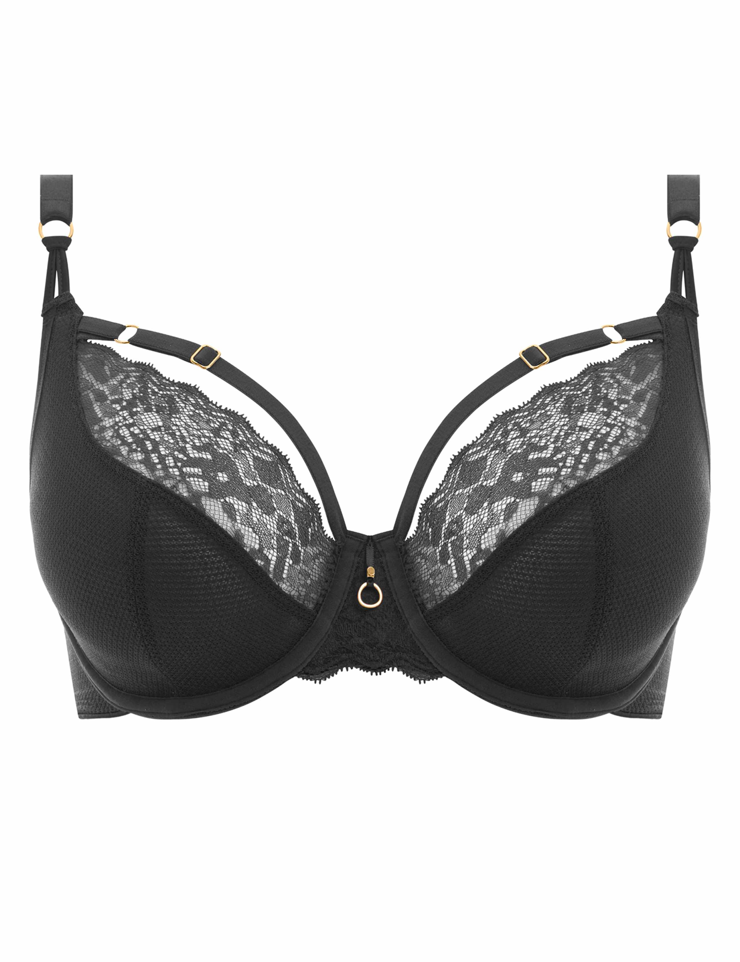 Temptress Lace Trim Underwired Plunge Bra Set C-G 1 of 6