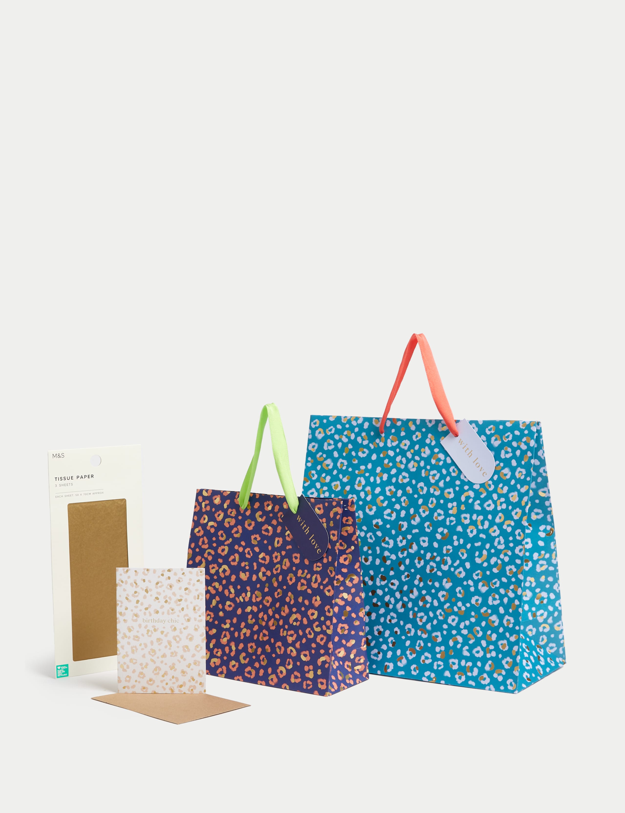 Leopard Print Gift Wrap Set With Birthday Card, Gift Bags & Tissue