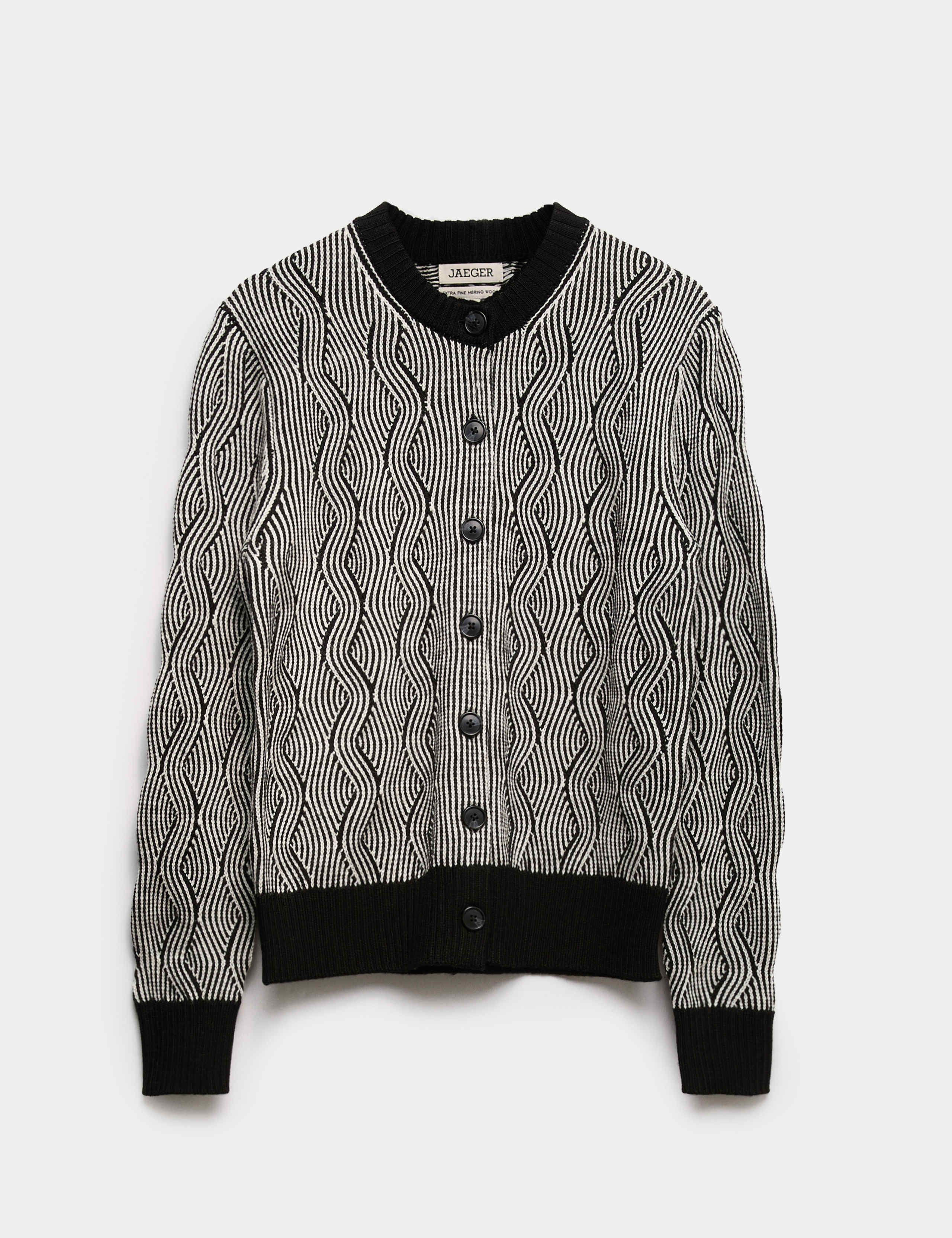 Pure Merino Wool Cable Knit Button Through Cardigan