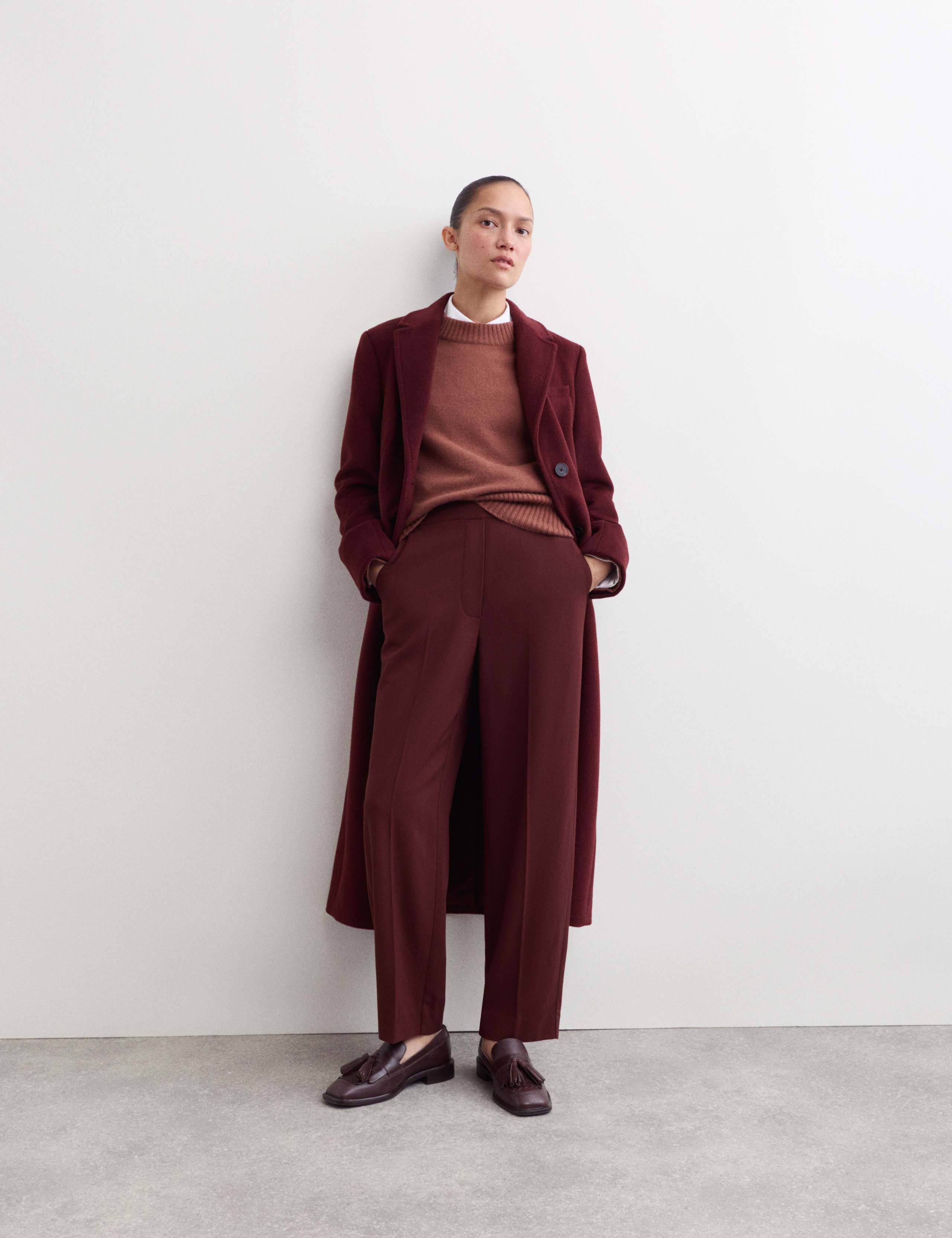 Straight Leg Trousers with Wool