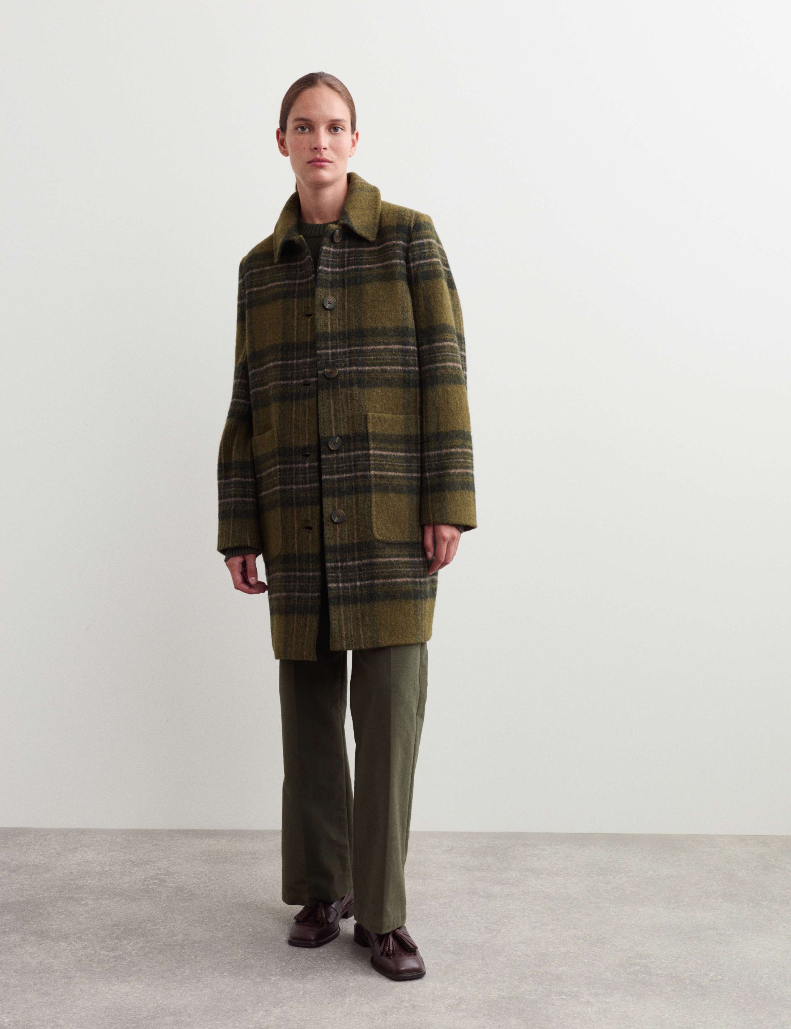 Pure Wool Check Coat