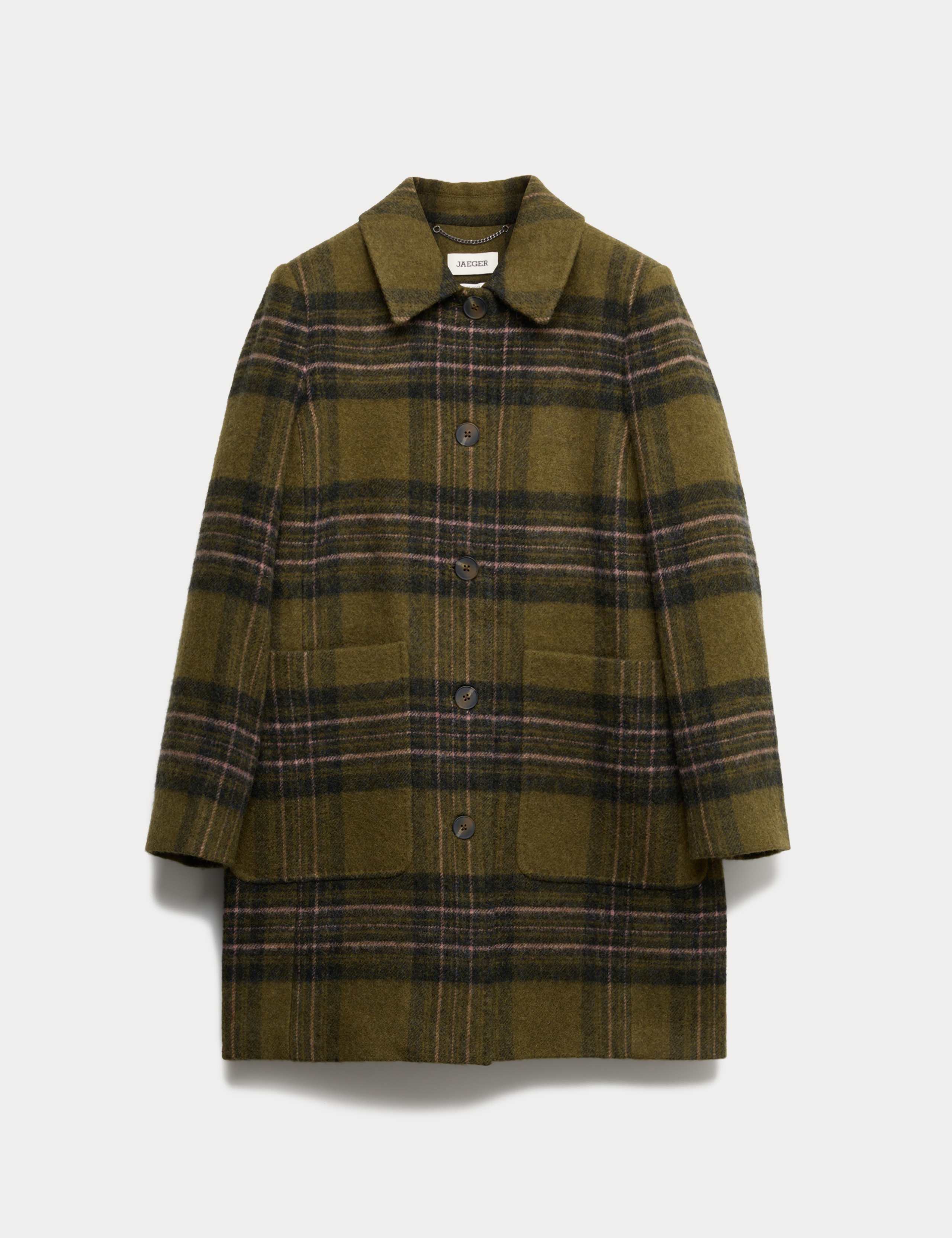 Moons Wool Check Short Car Coat