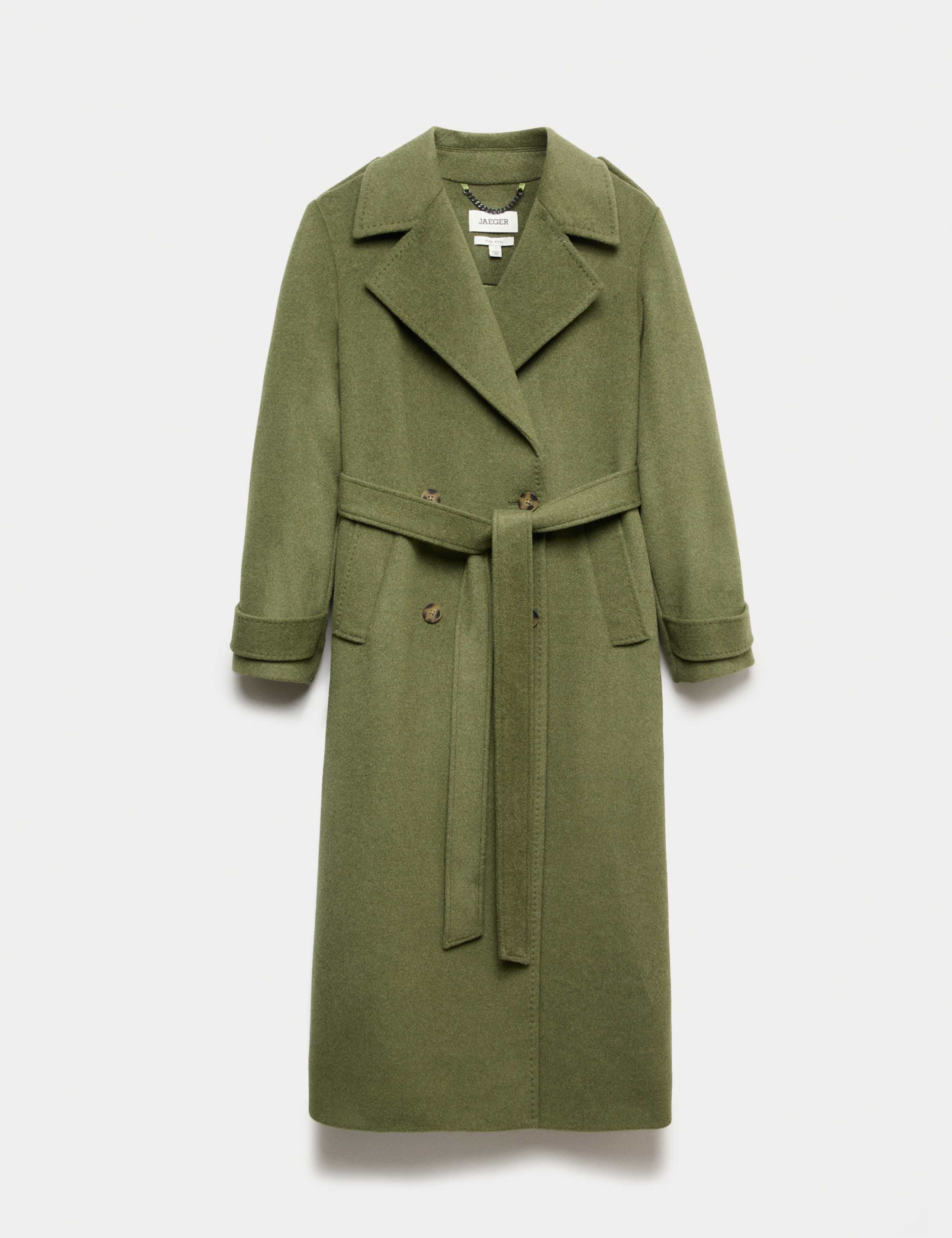 Pure Wool Belted Longline Wrap Coat