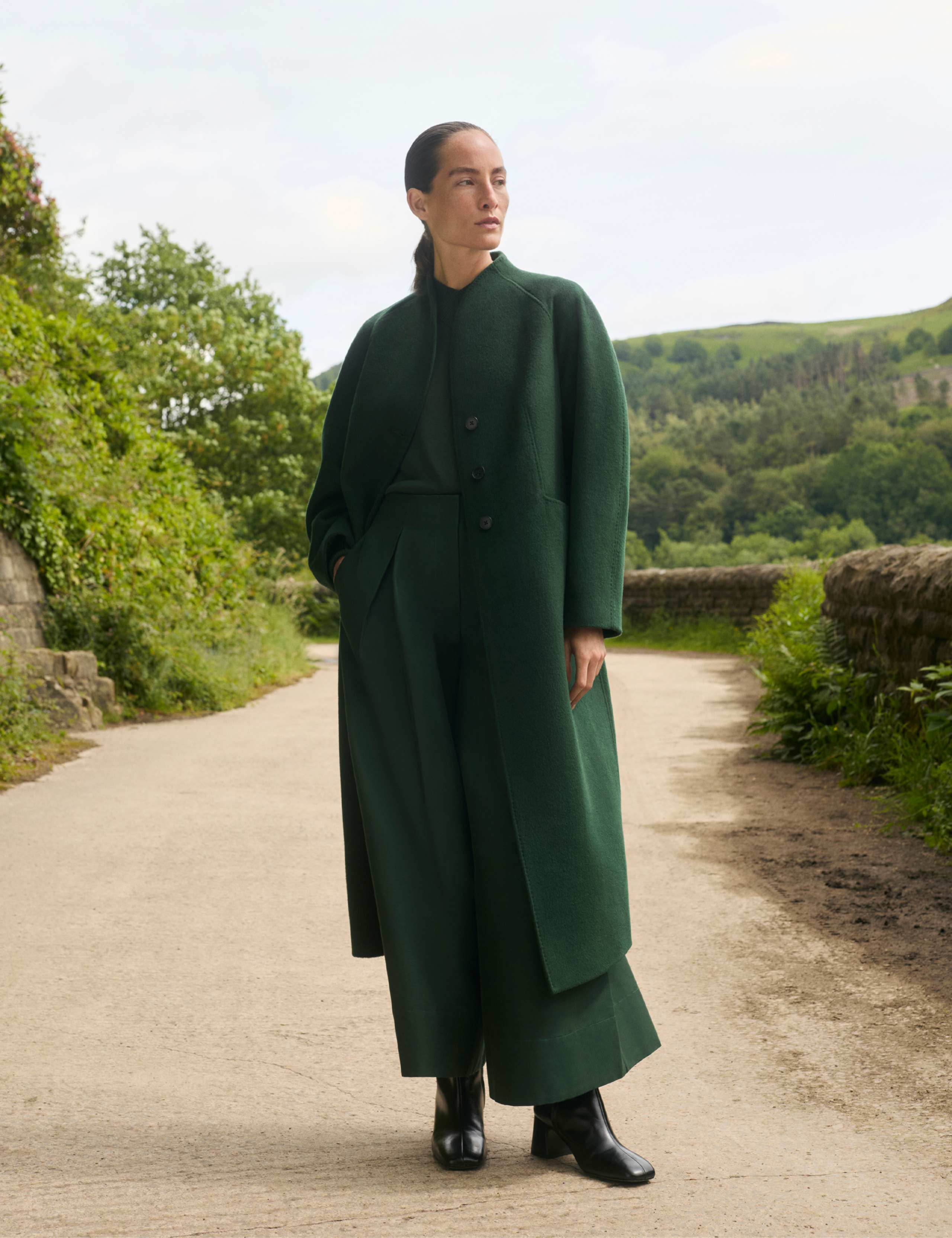 Pure Wool Longline Single Breasted Coat