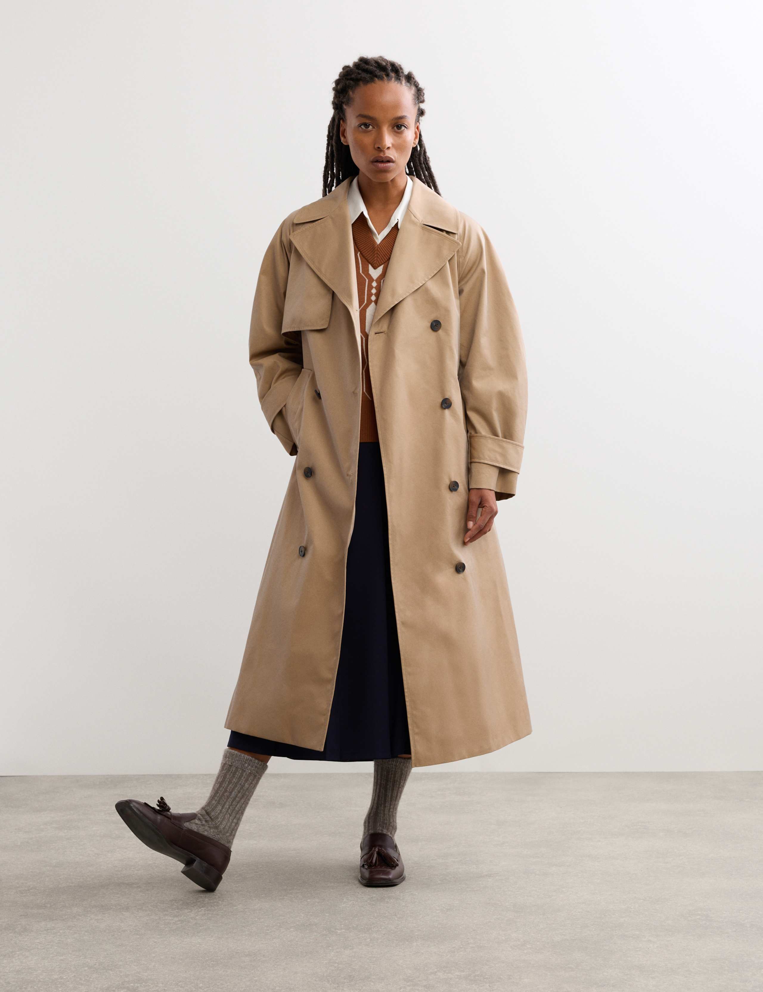 Cotton Rich Barrel Sleeve Trench Coat