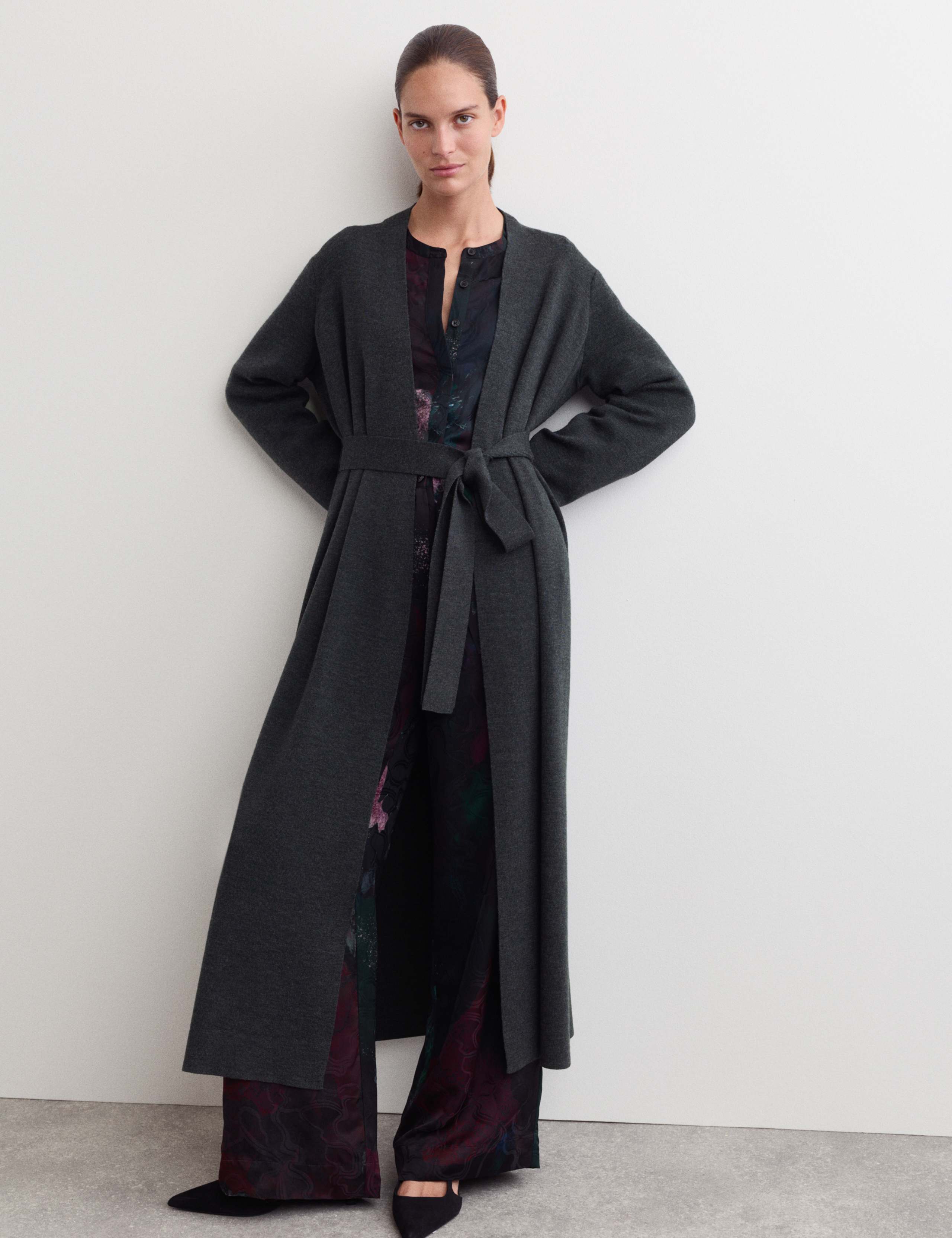 Pure Merino Wool Wrap Longline Cardigan