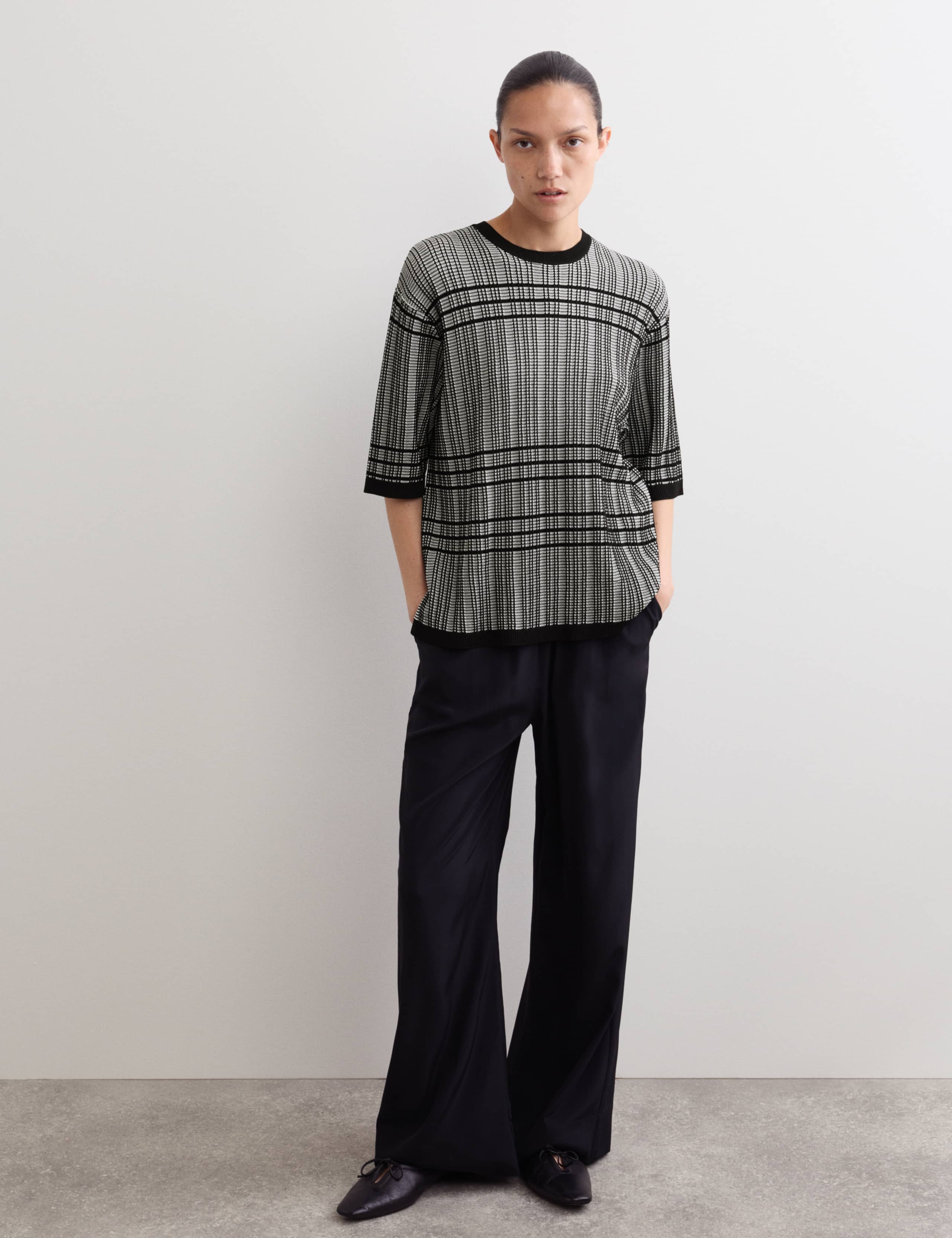 Viscose Grid Check Knitted Tee