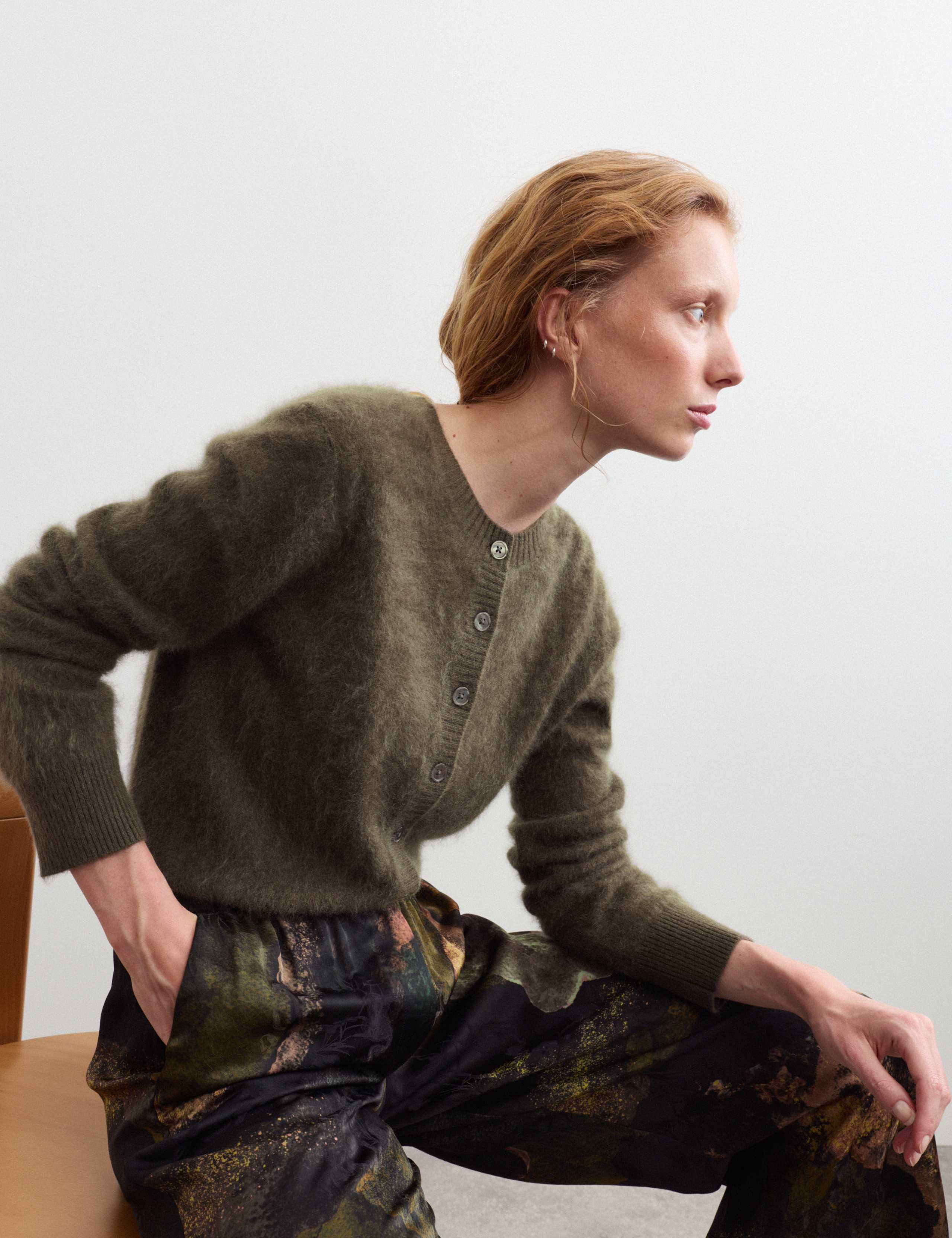 Pure Brushed Cashmere Button Front Cardigan