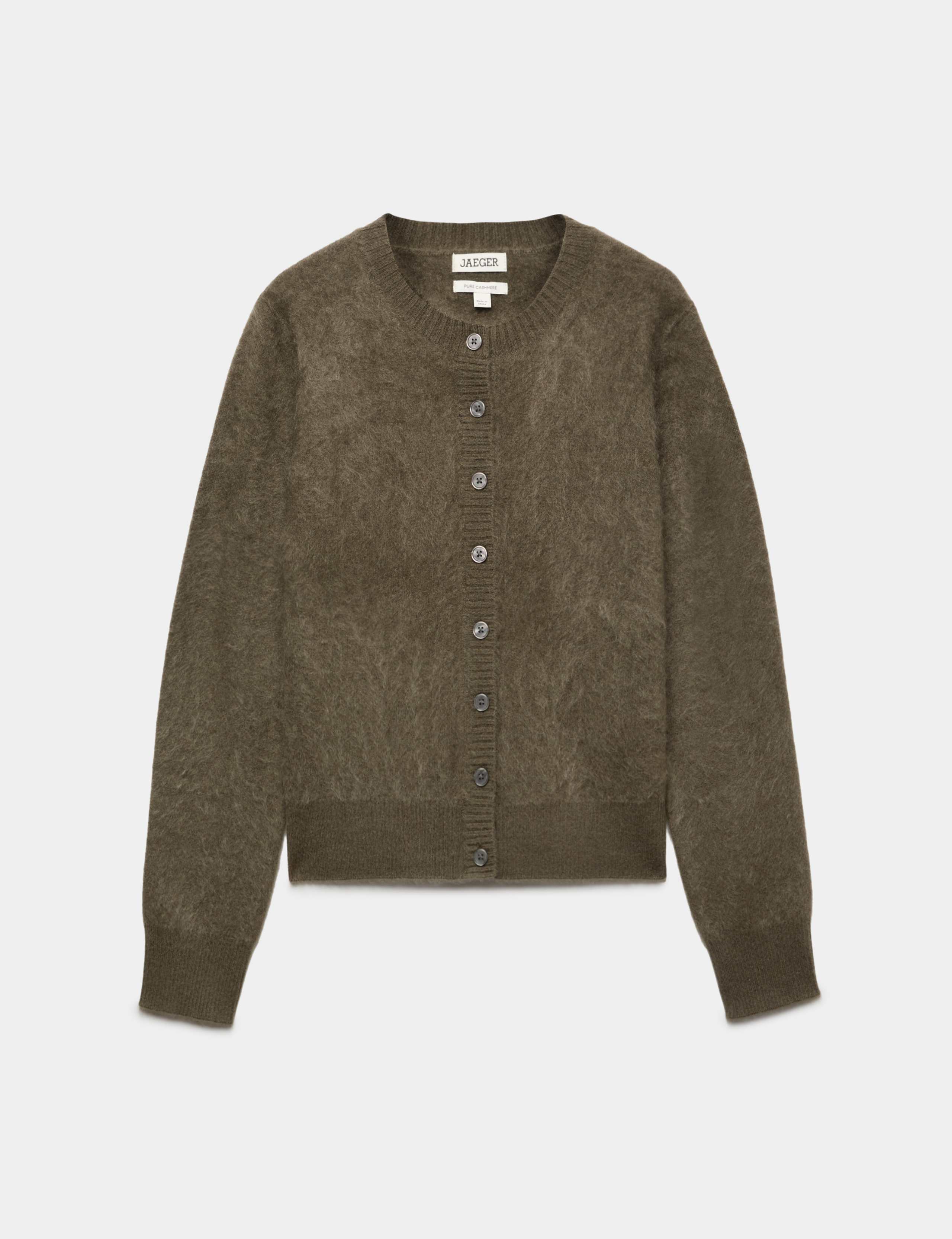 Pure Brushed Cashmere Button Front Cardigan
