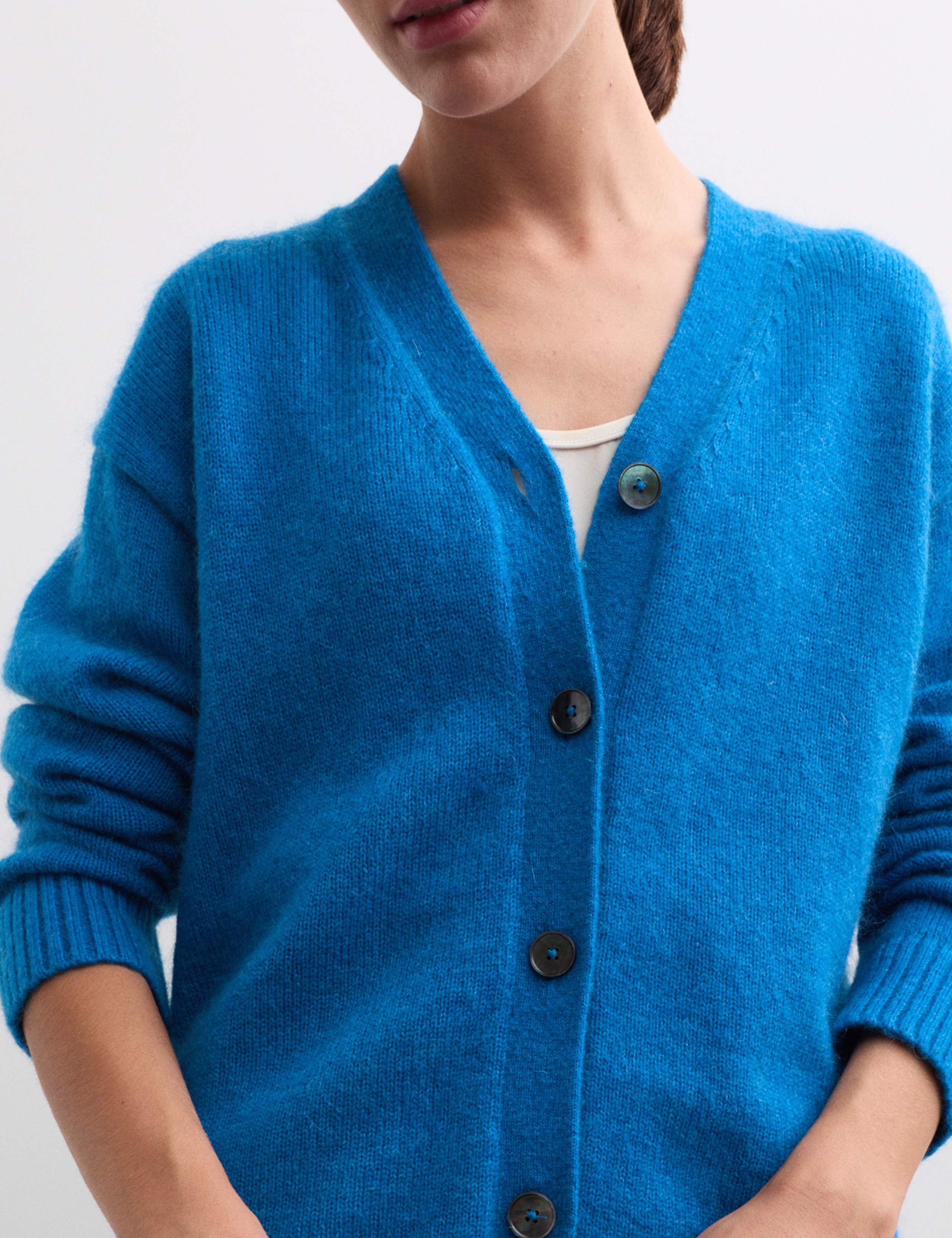 Mohair Blend V-Neck Relaxed Cardigan