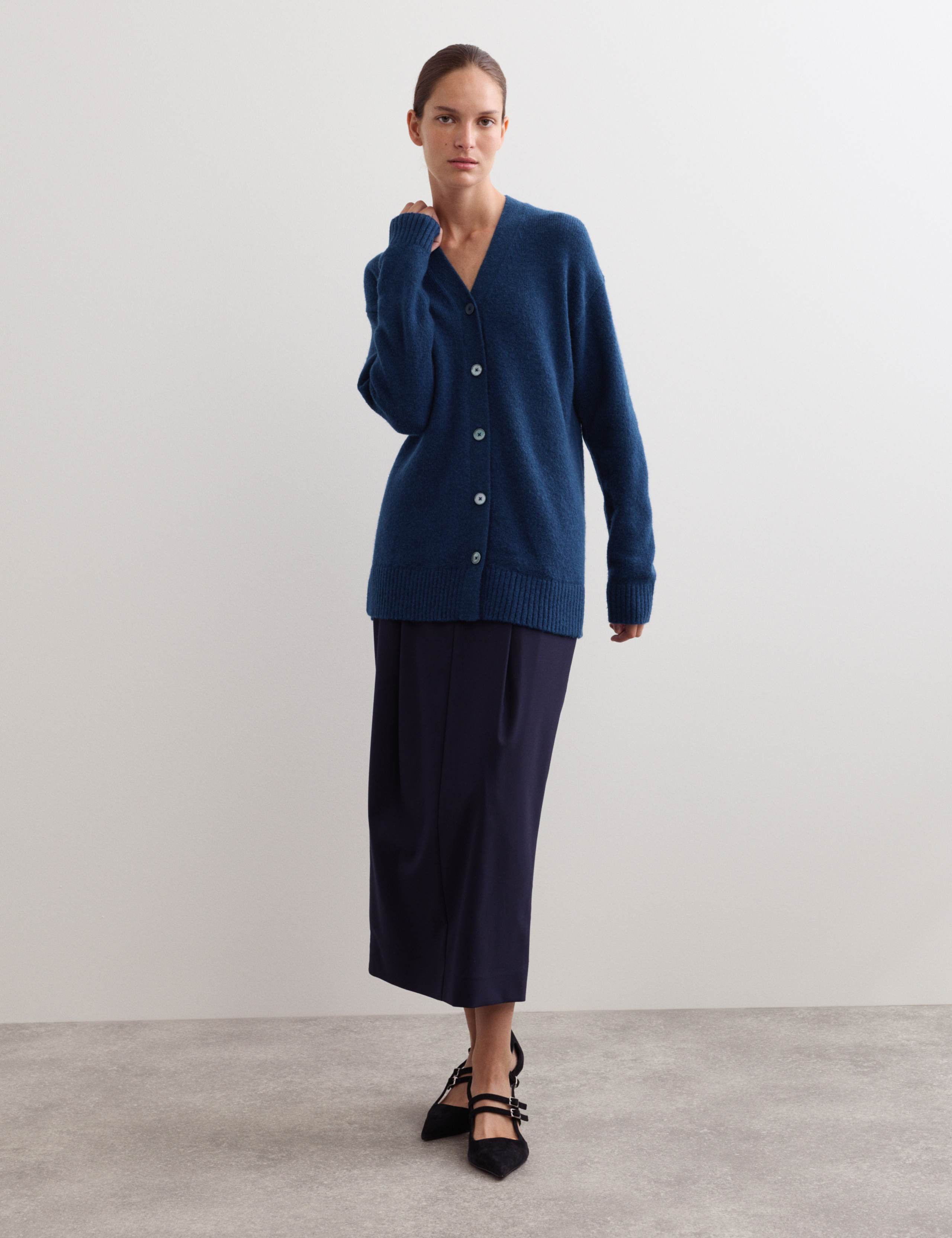 Mohair Blend V-Neck Relaxed Cardigan