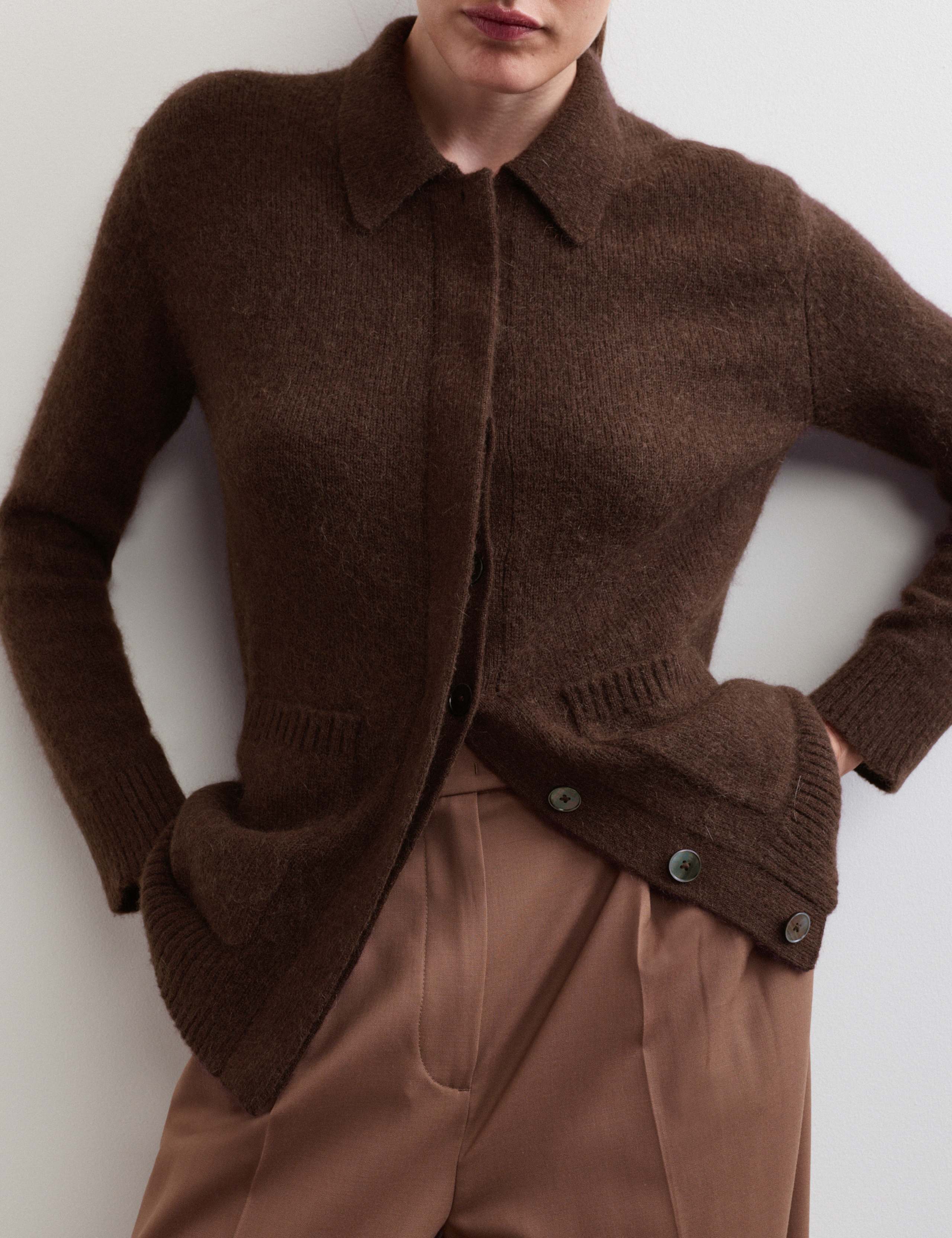 Collared Cardigan with Wool and Mohair