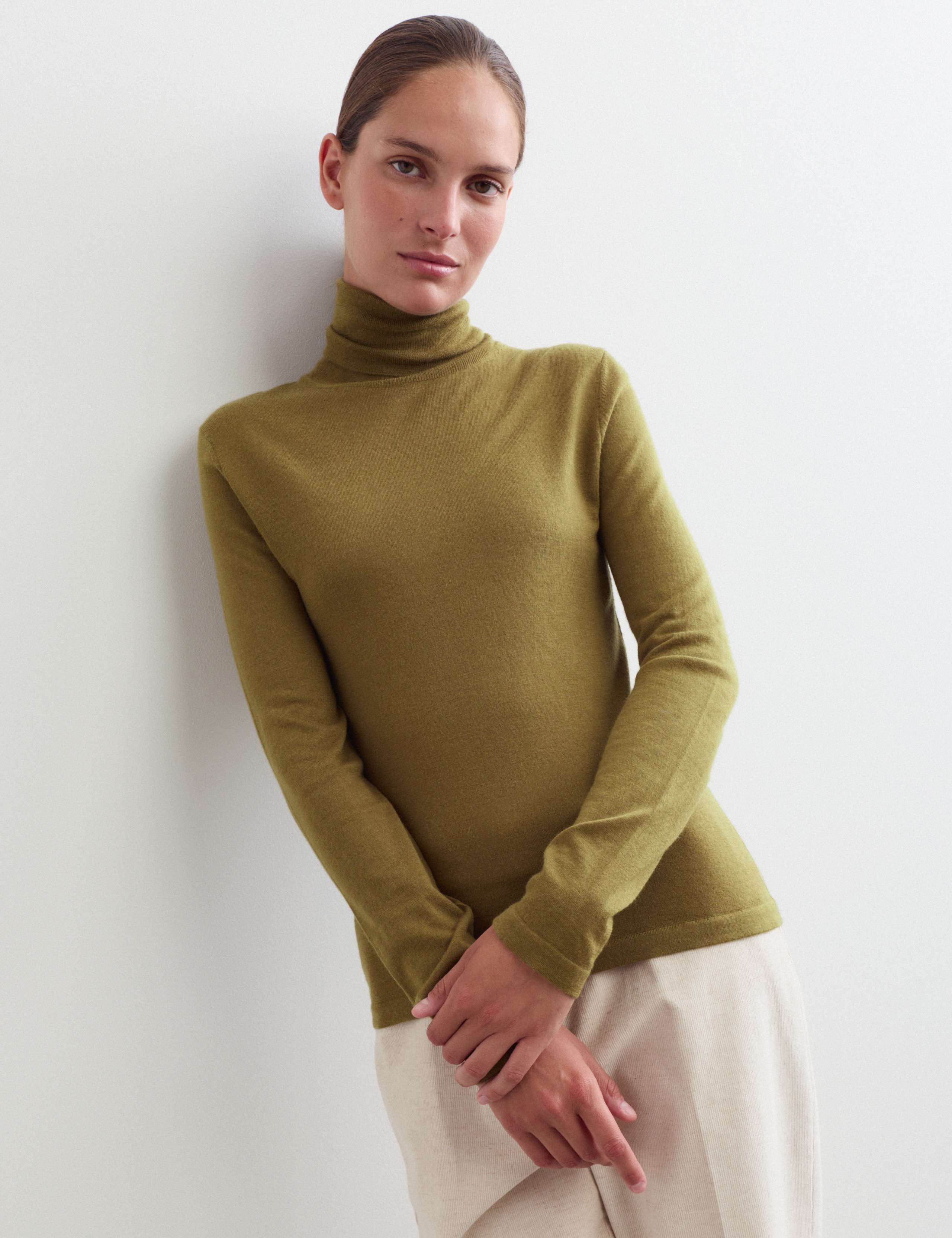 Wool with Cashmere Roll Neck Jumper