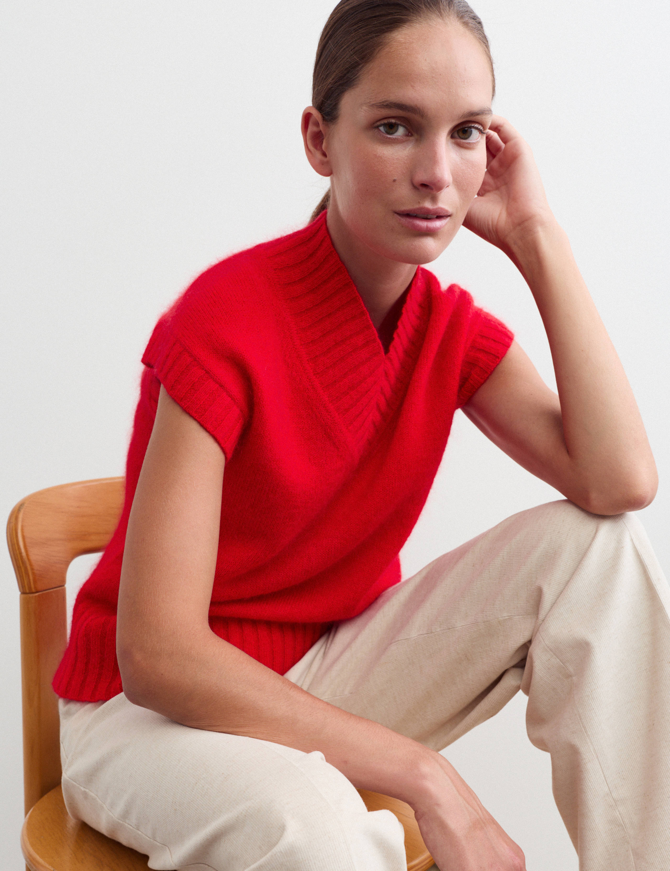 Mohair and Wool V-Neck Knitted Top