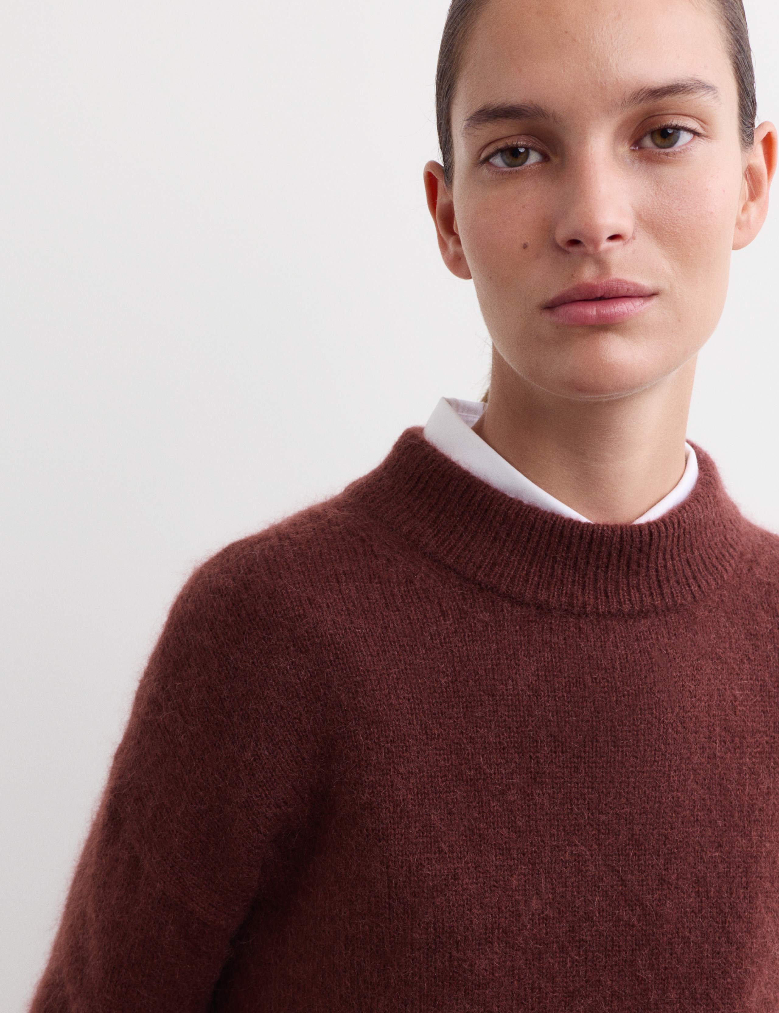 Mohair Wool Blend Funnel Neck Jumper