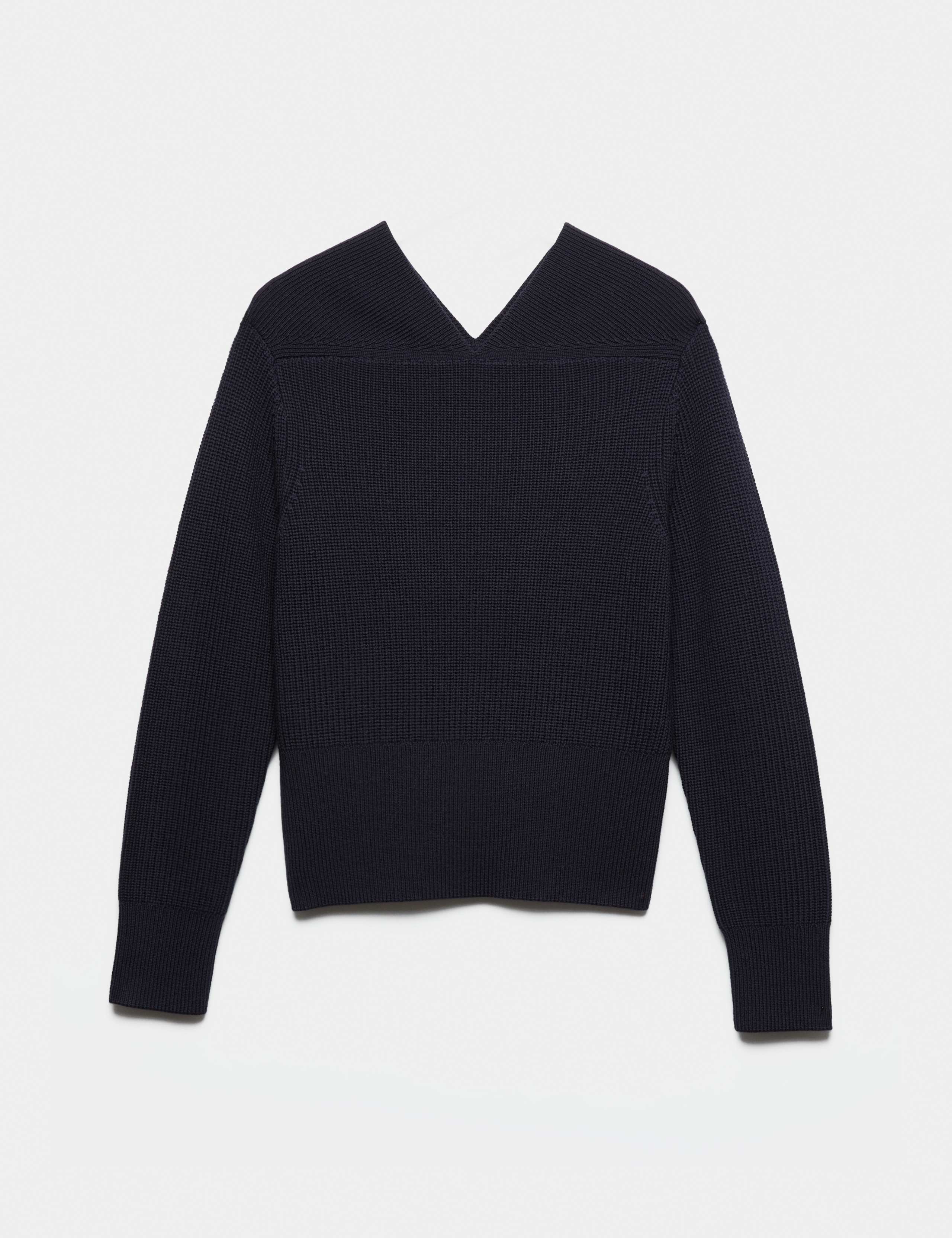 Pure Merino Wool Textured Notch Neck Jumper