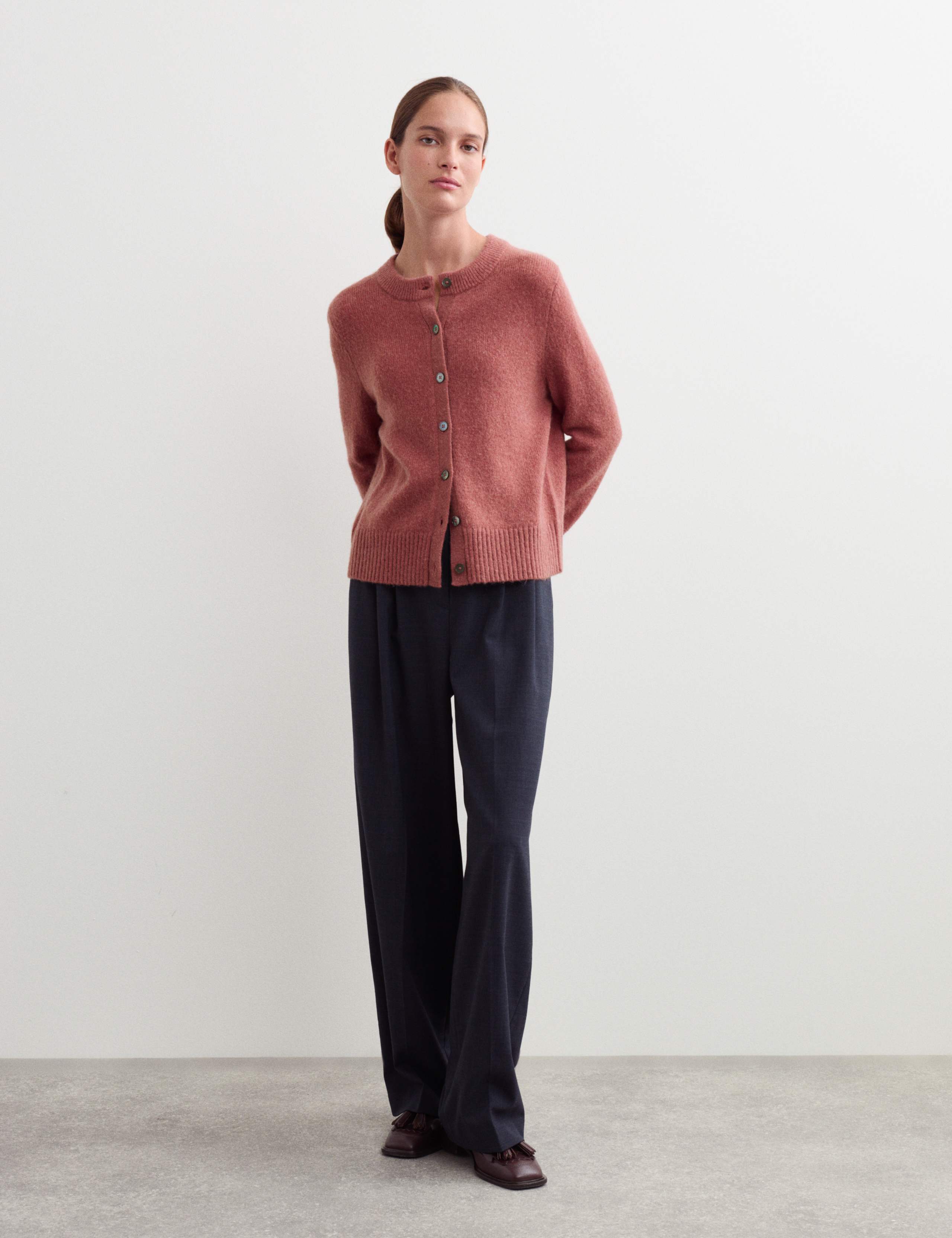 Mohair & Wool Blend Textured Cardigan
