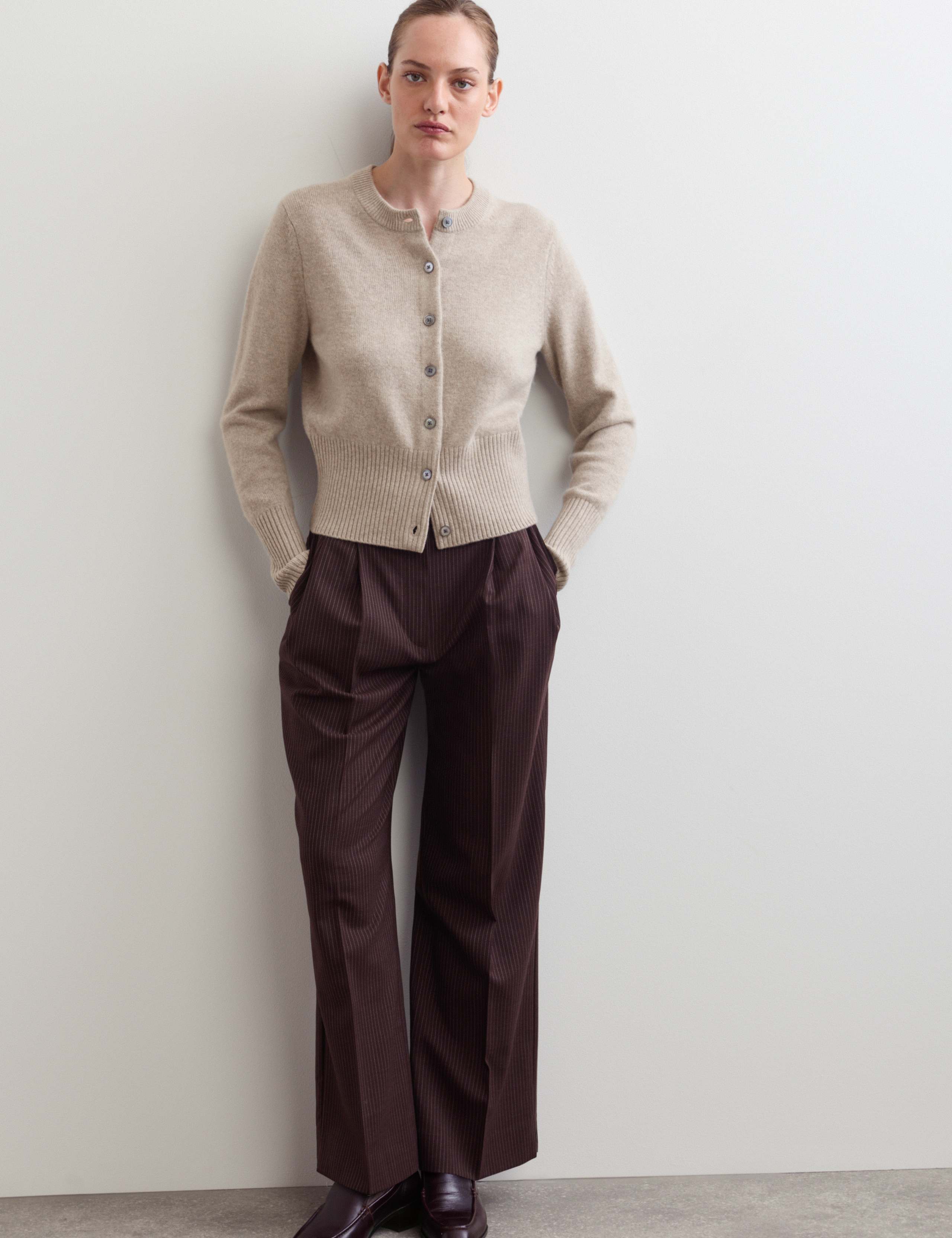Pure Cashmere Round Neck Relaxed Cardigan