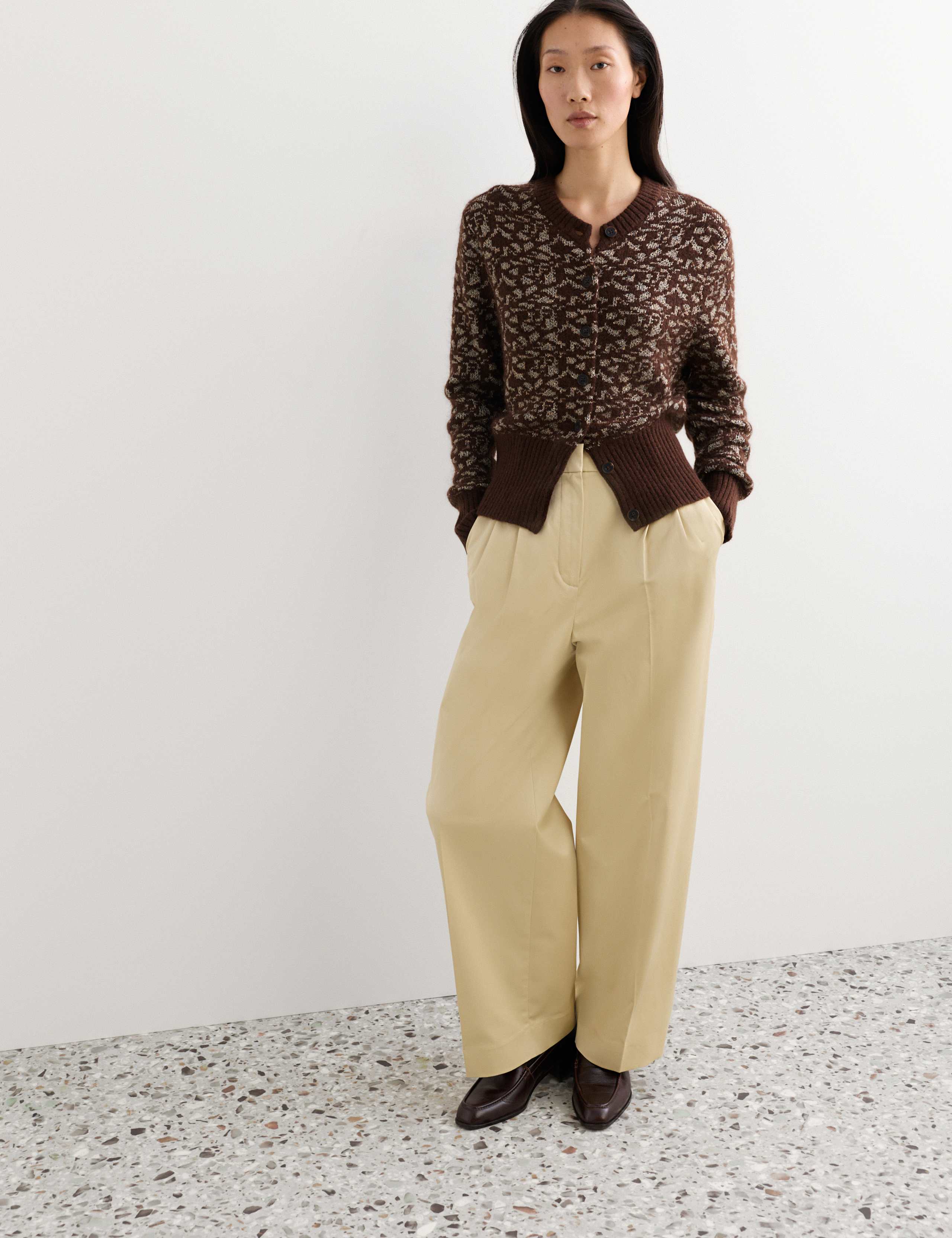 Mohair Blend Sequin V Neck Cardigan