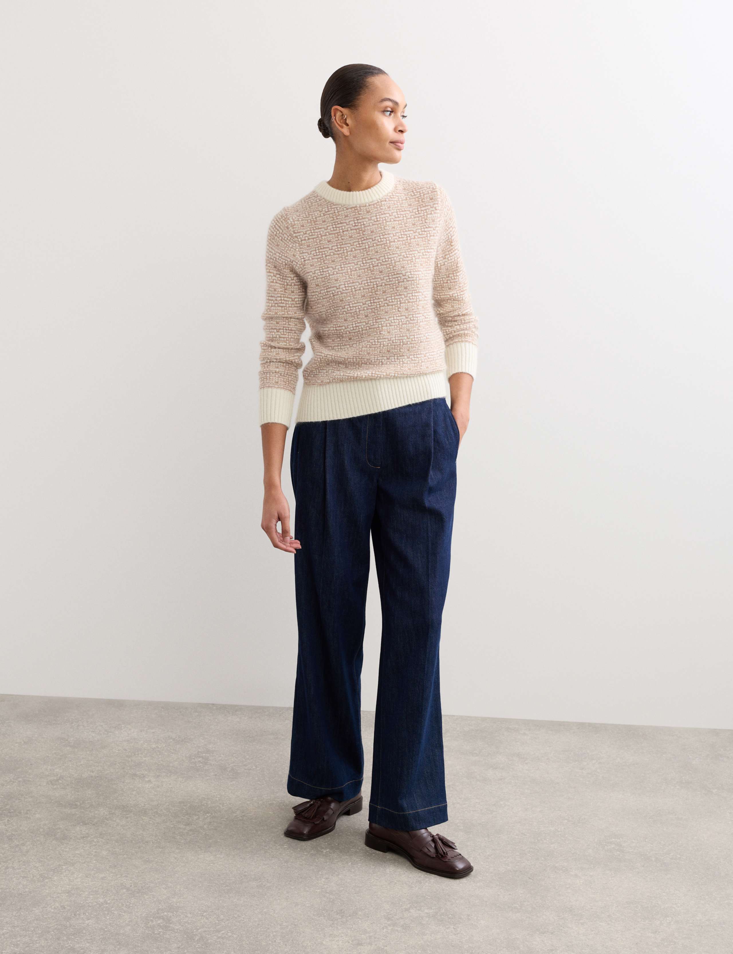 Wool Blend Crew Neck Jumper with Mohair