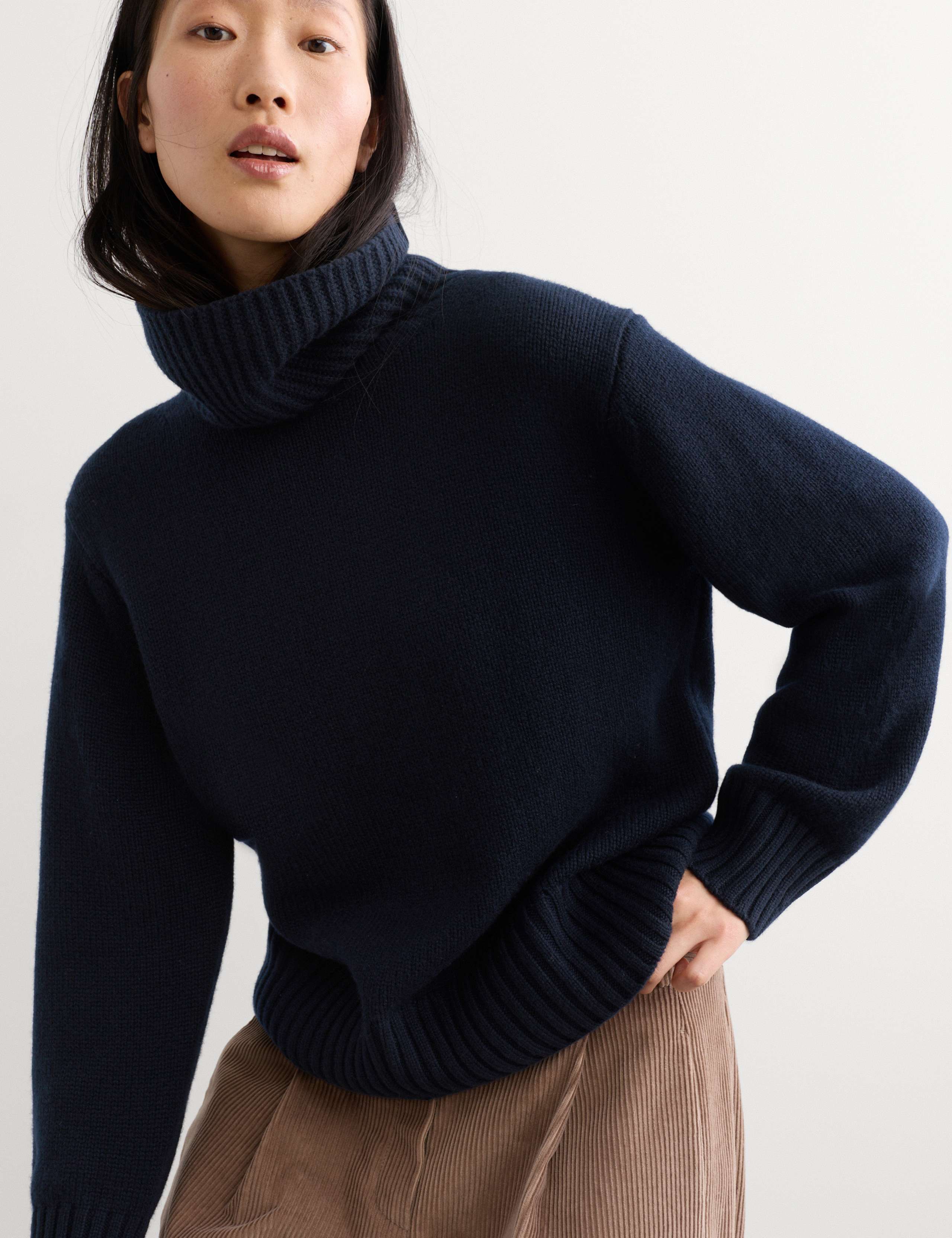 Pure Cashmere Chunky Roll Neck Jumper