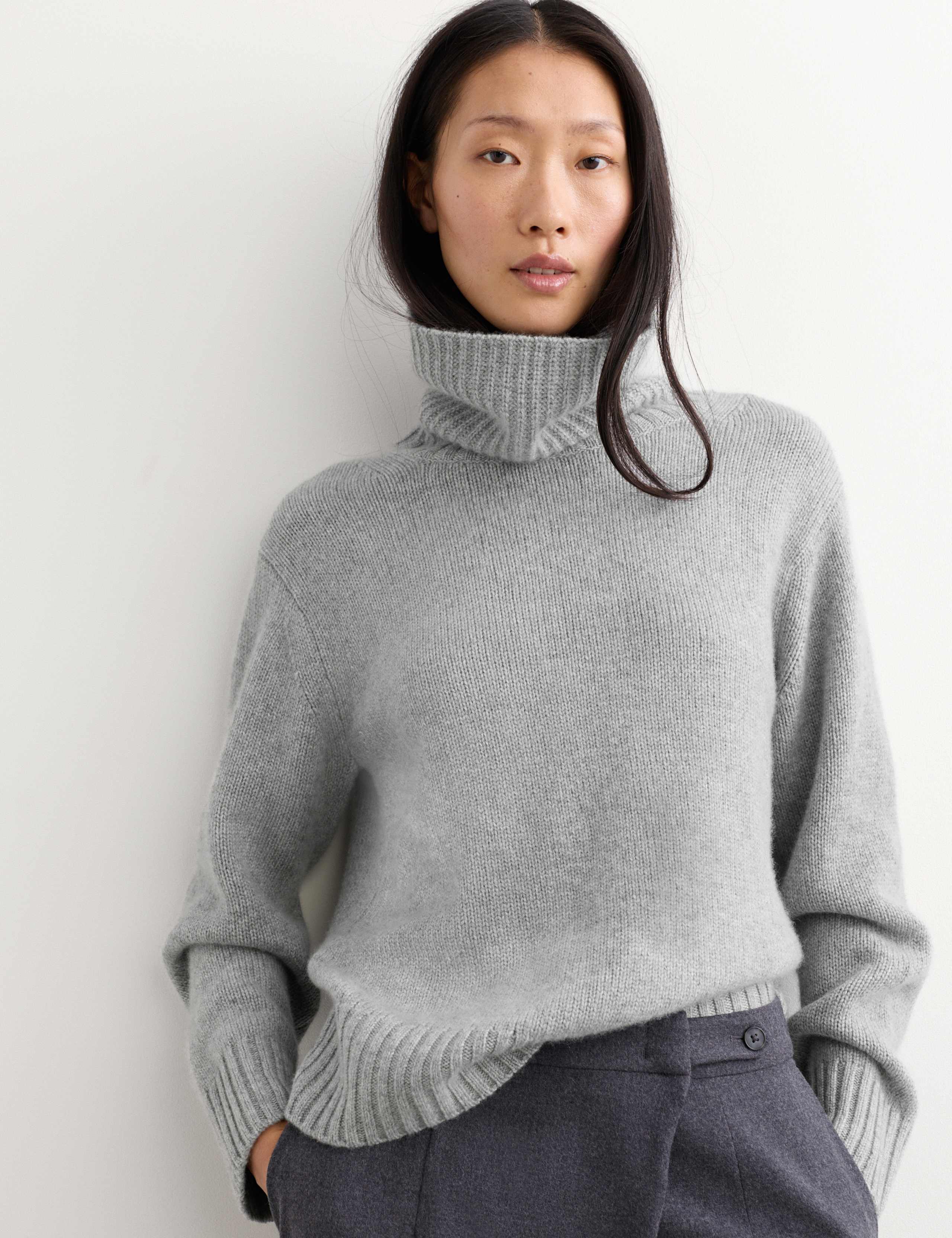 Pure Cashmere Chunky Roll Neck Jumper