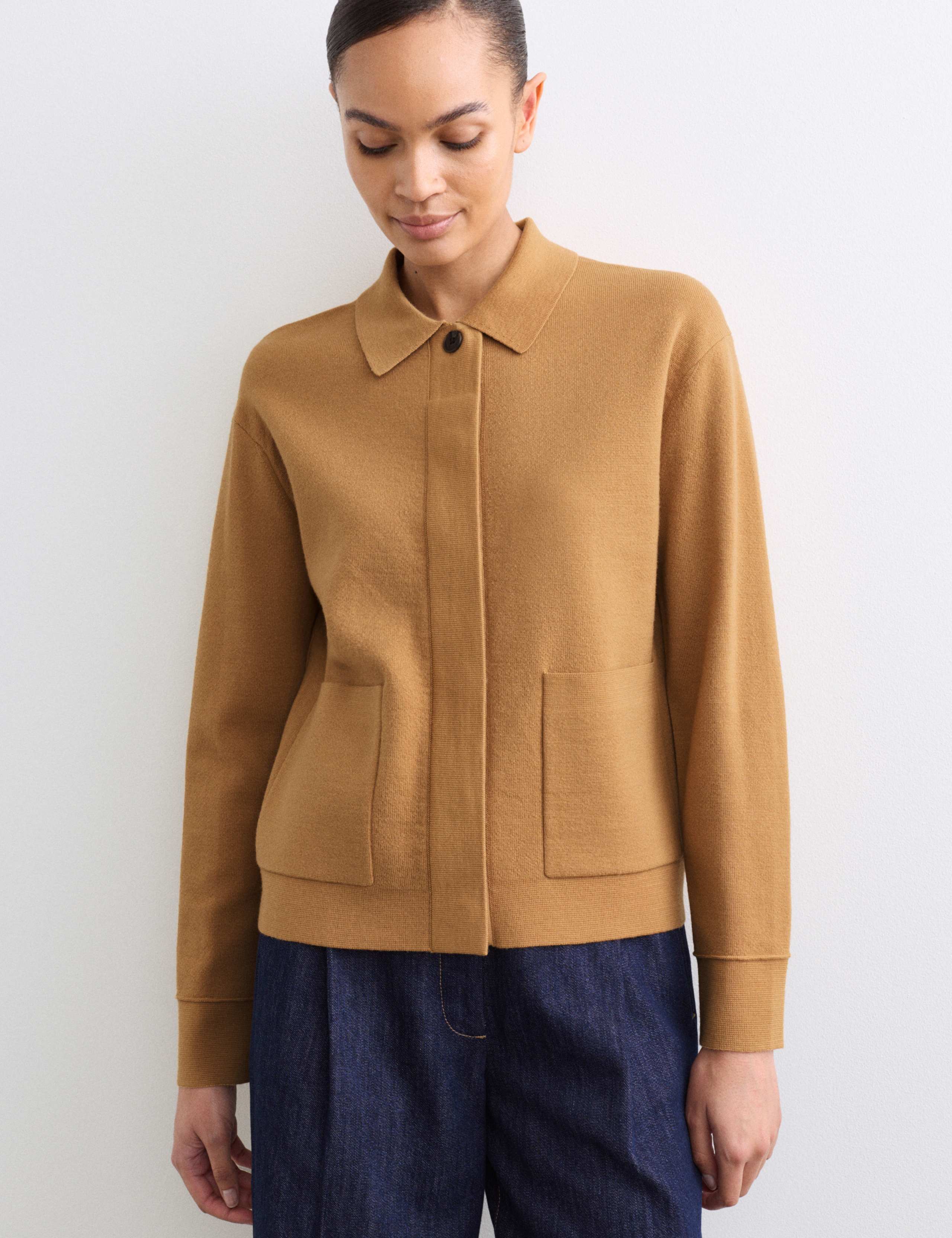 Pure Merino Wool Textured Knitted Jacket