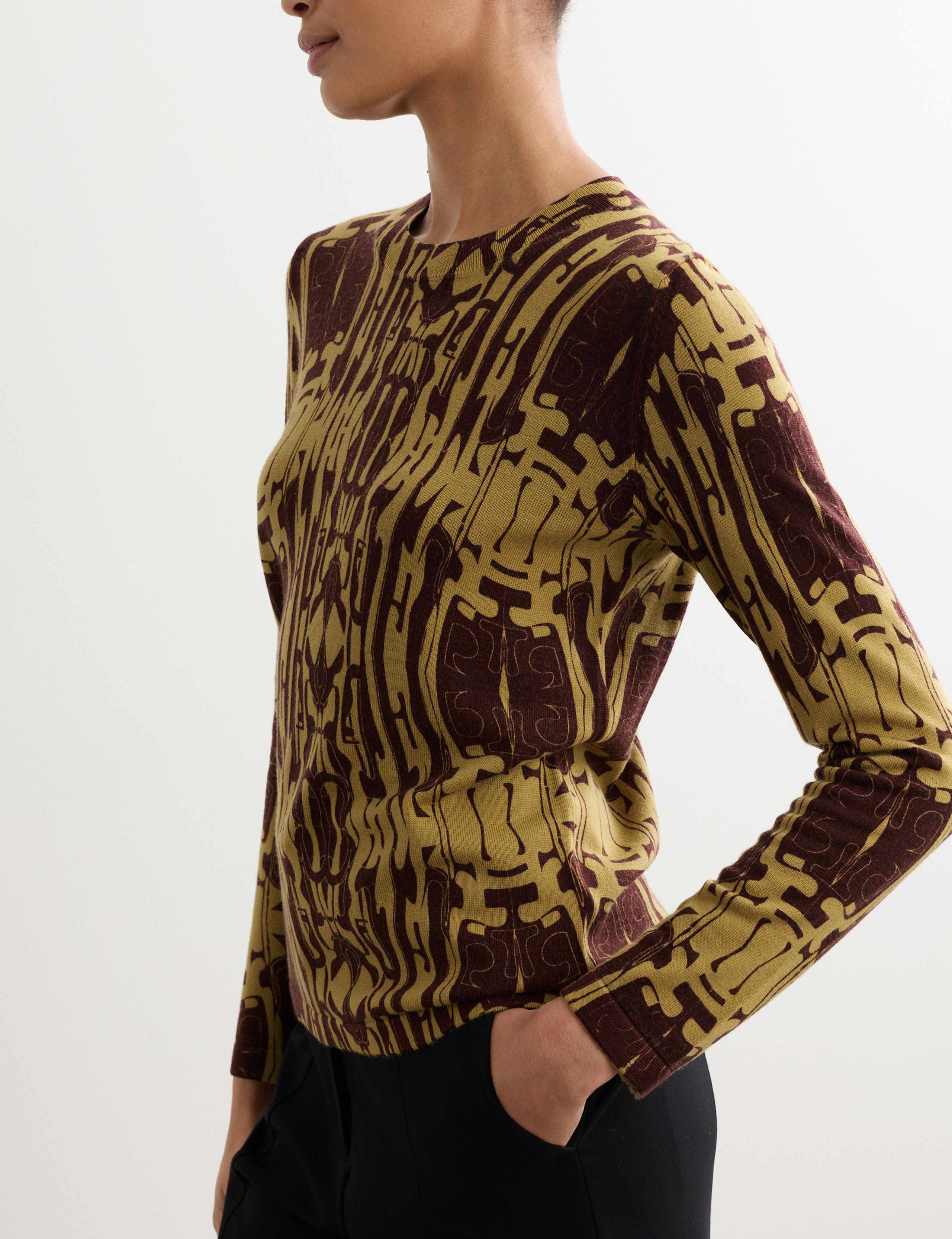 Pure Merino Wool Printed Jumper