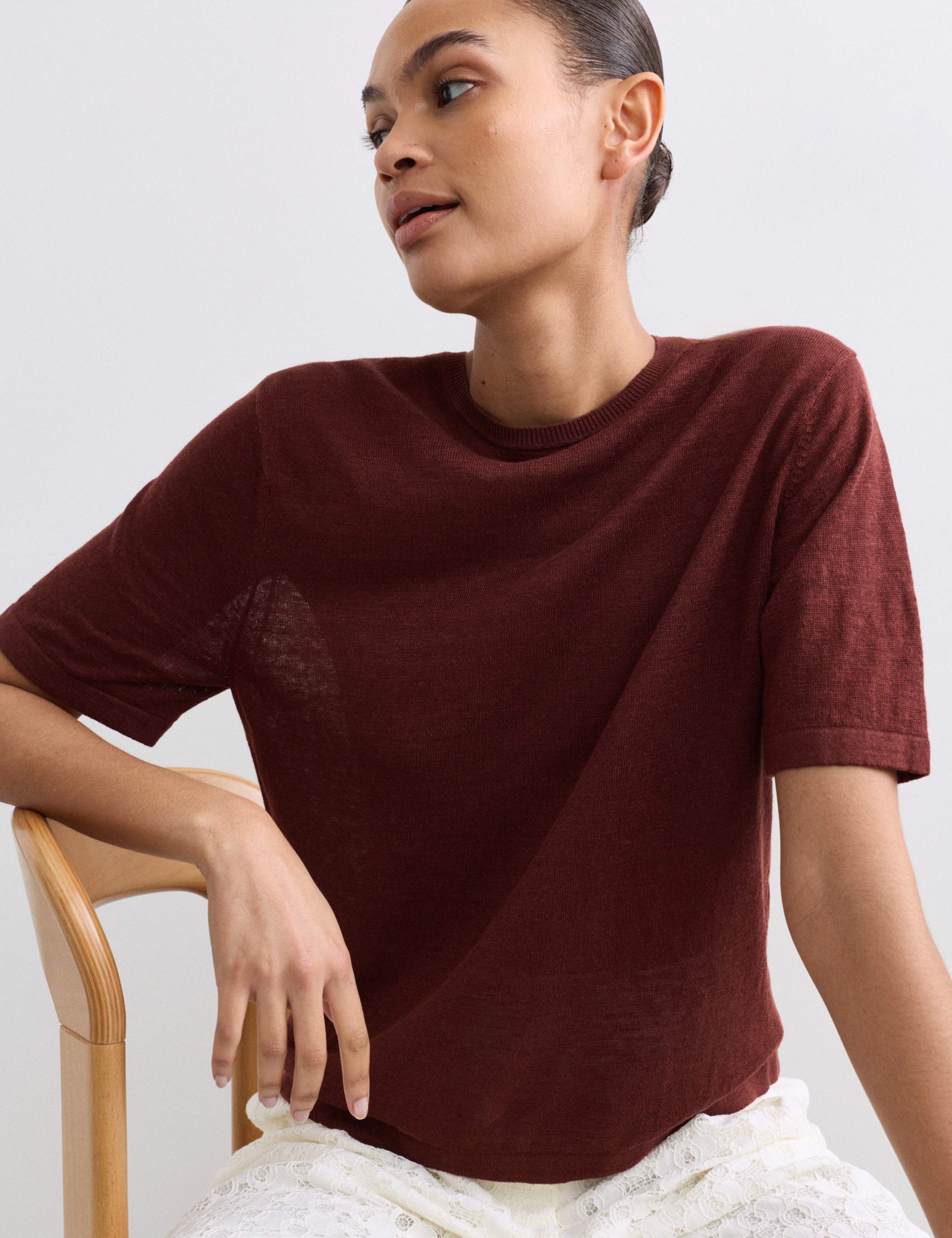 Pure Linen Textured T-Shirt