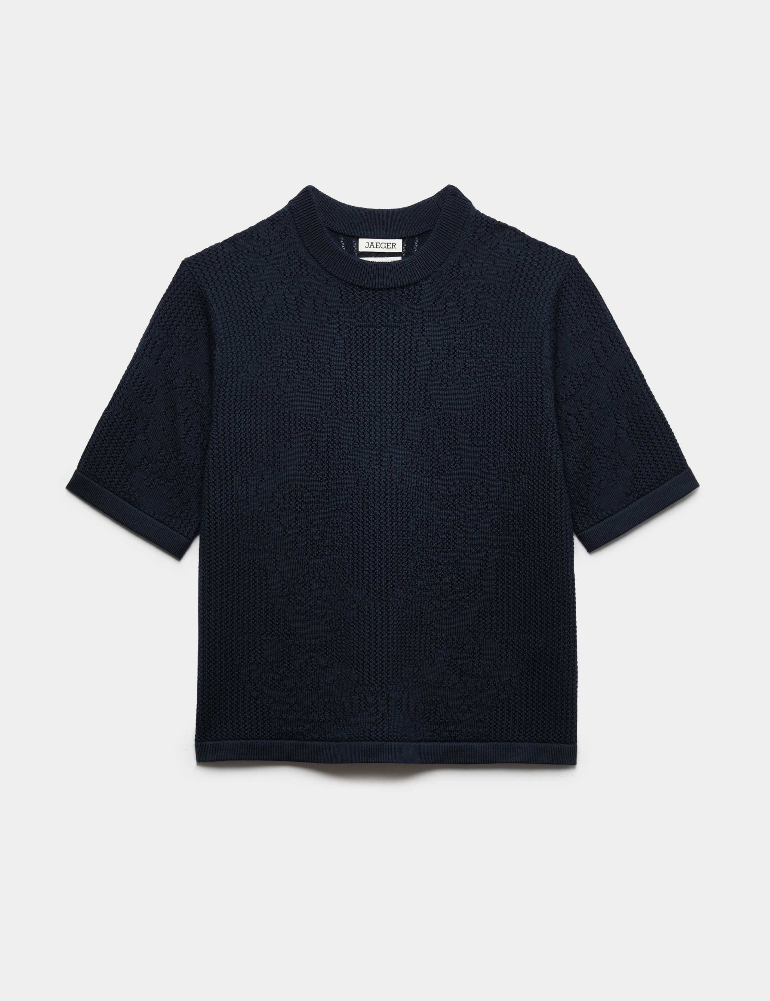 Pure Merino Wool Pointelle Knitted T-Shirt