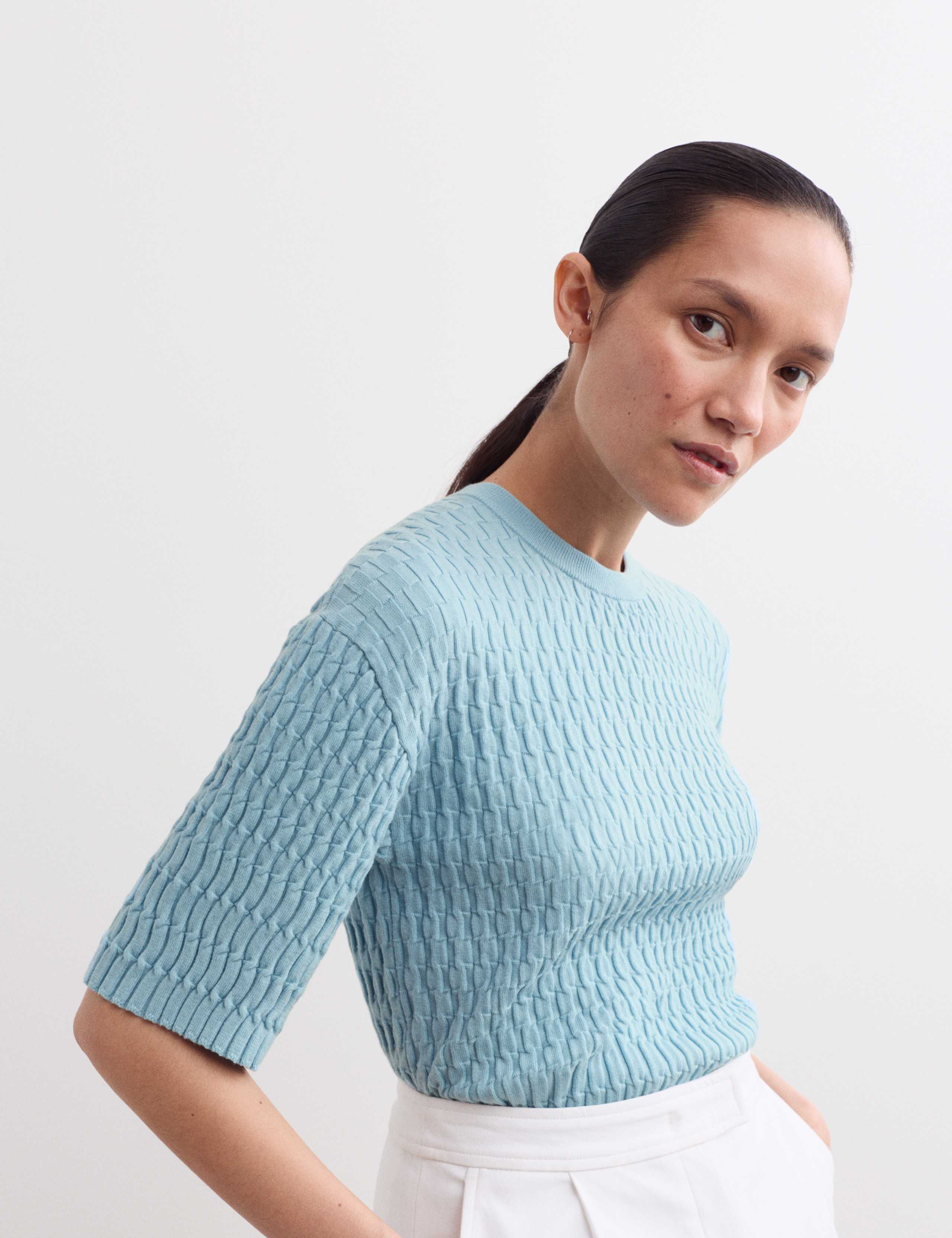 Merino Rich Textured Knitted T-Shirt