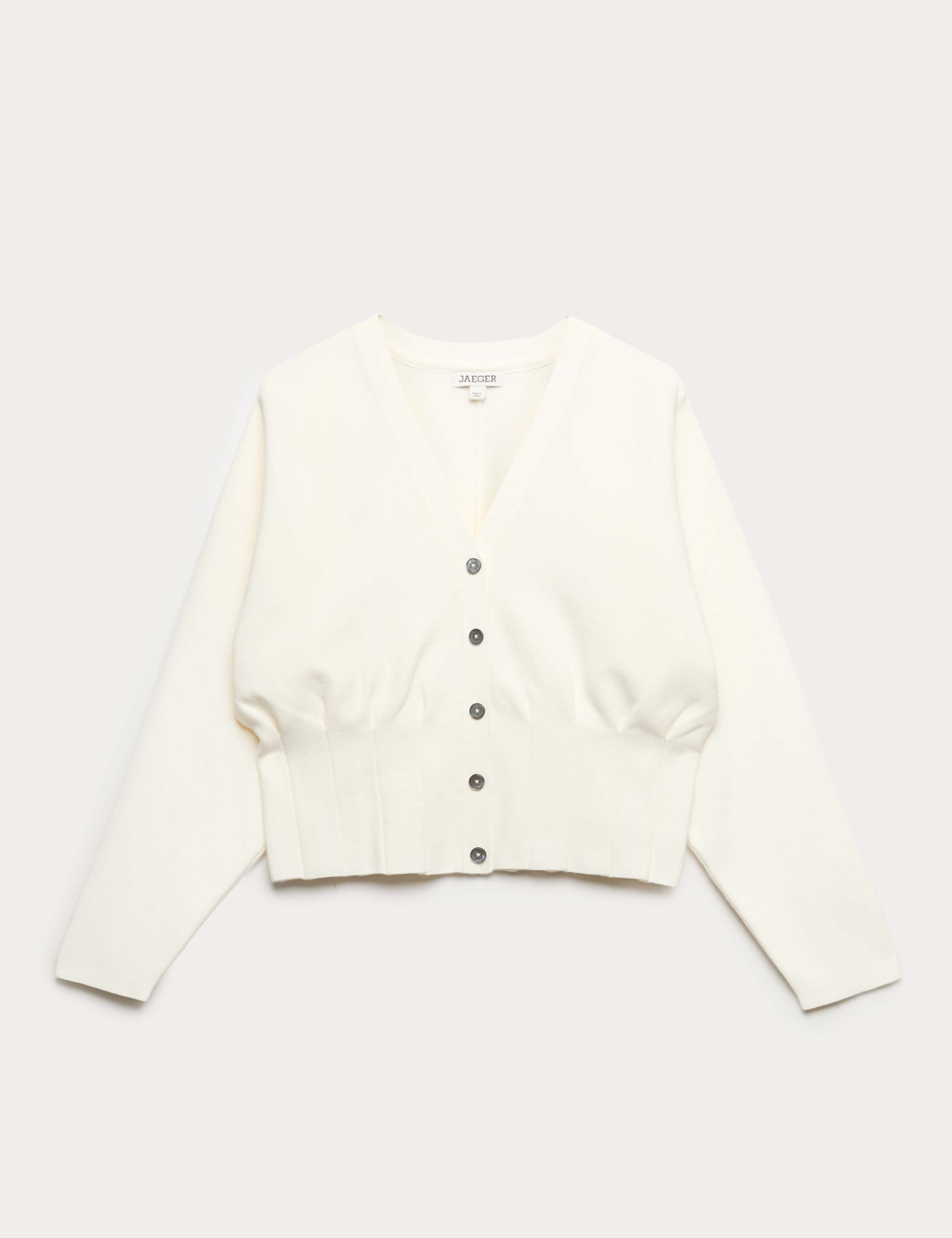 Cotton Blend Pleat Waist Cardigan