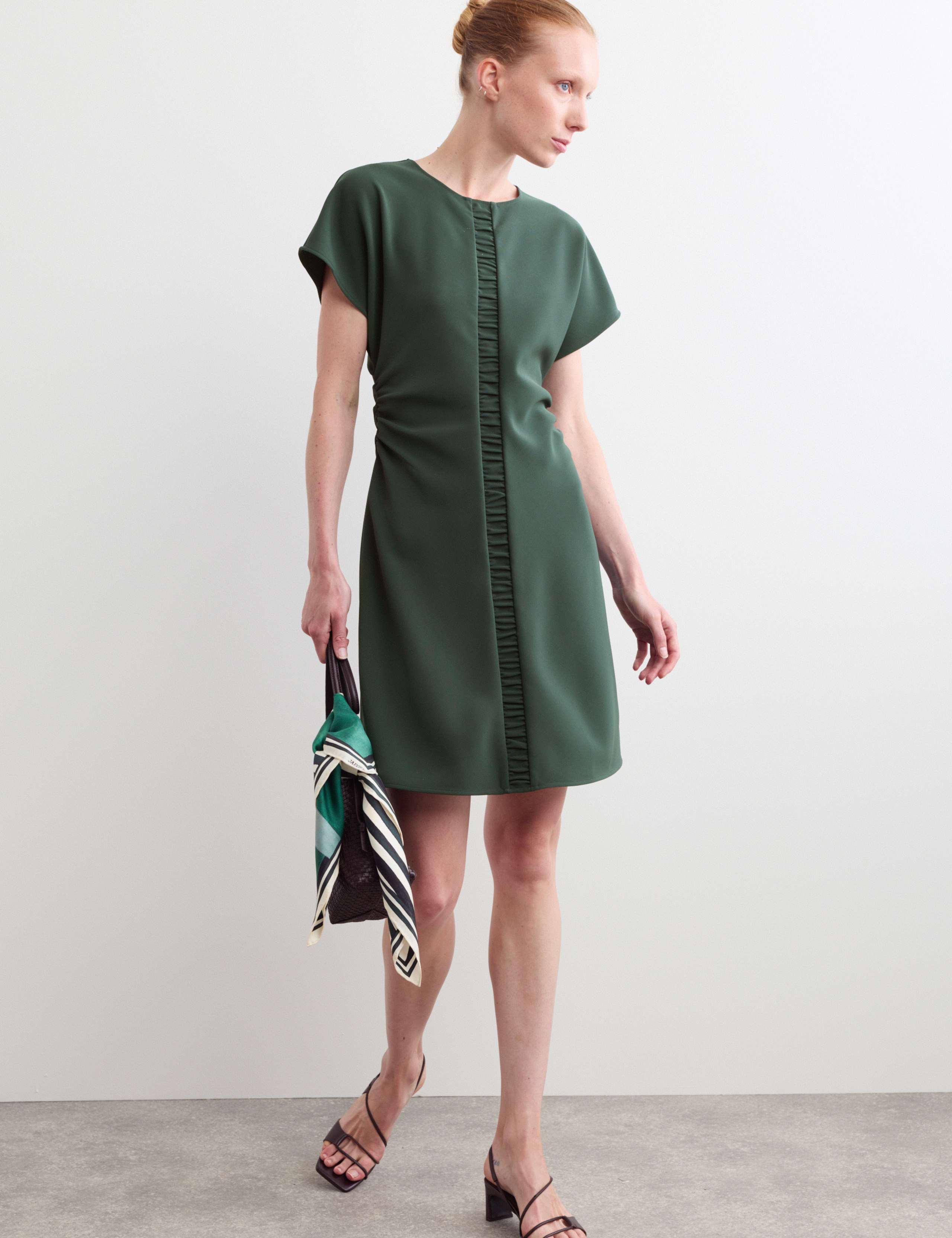 Crepe Ruched Short Waisted Dress