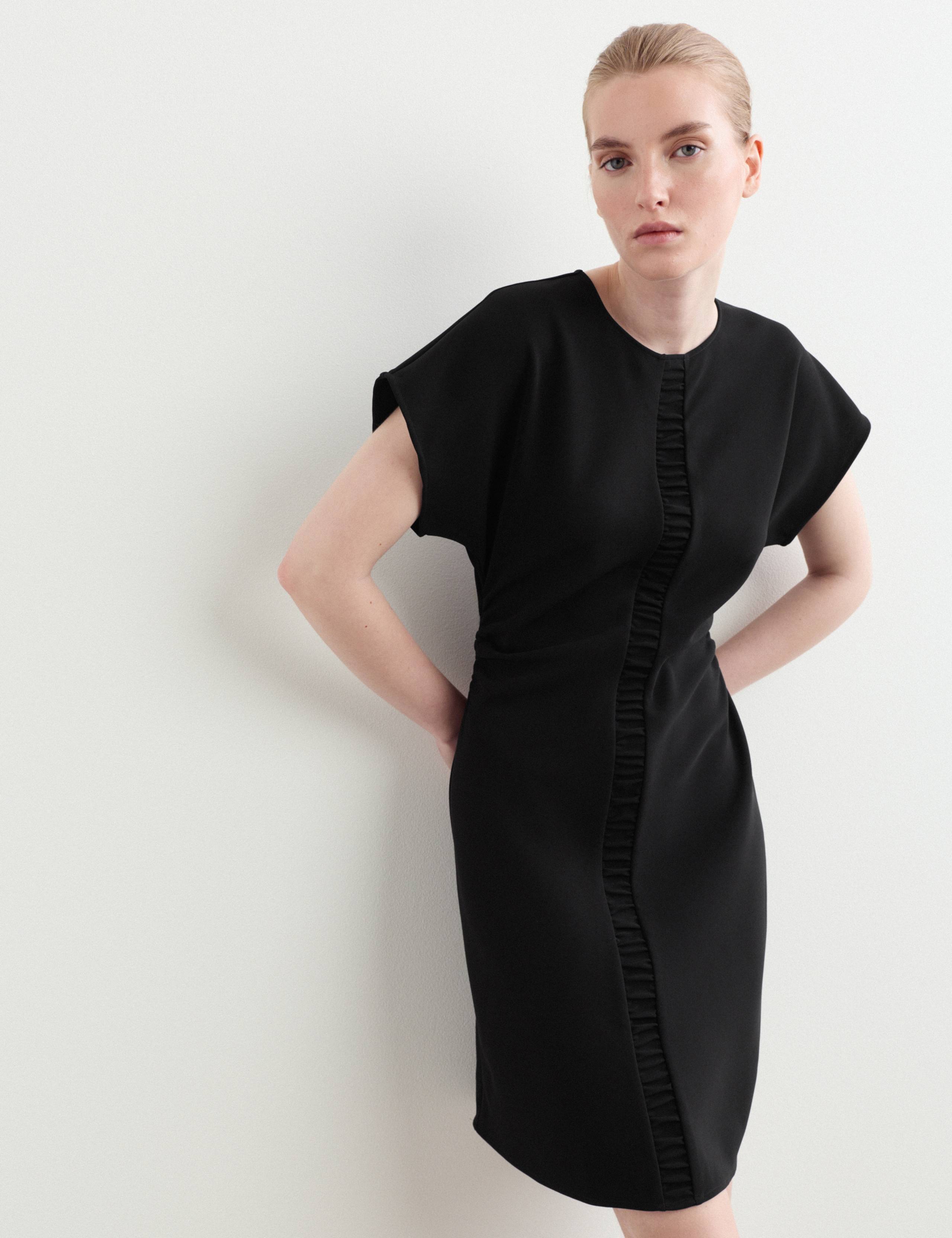 Crepe Ruched Mini Waisted Dress