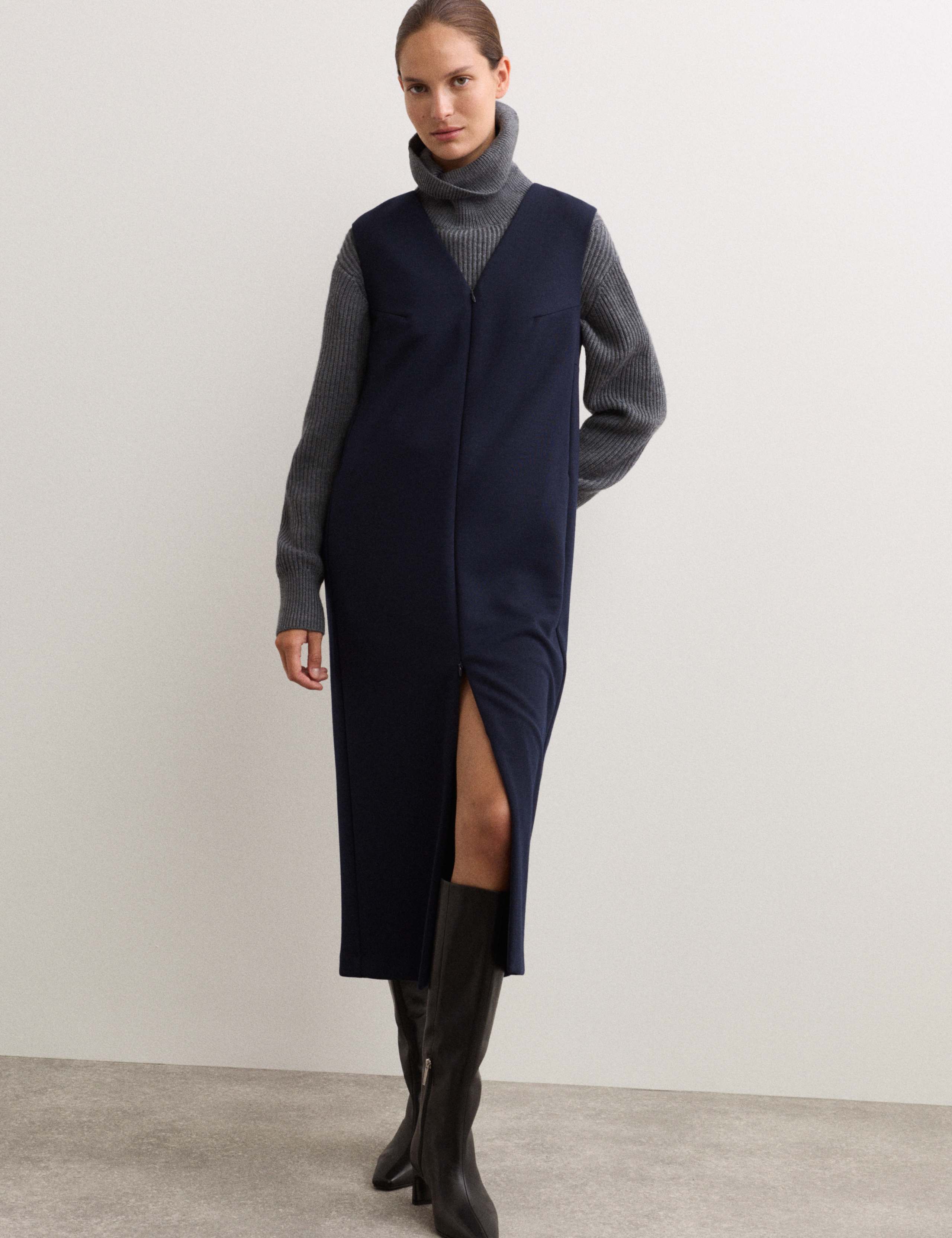 Deep V Jersey Ponte Column Dress