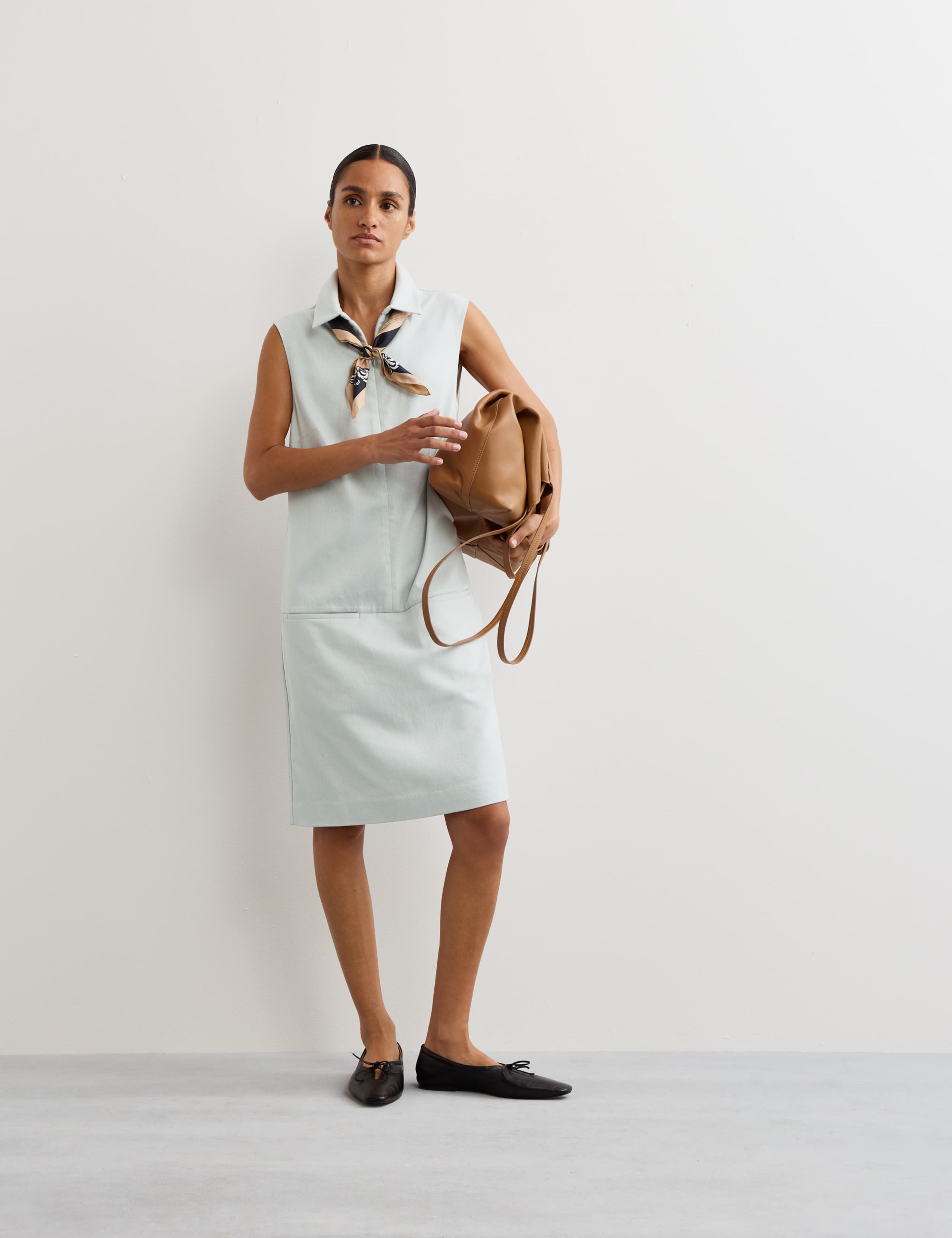 Denim Look Drop Waist Short Shift Dress