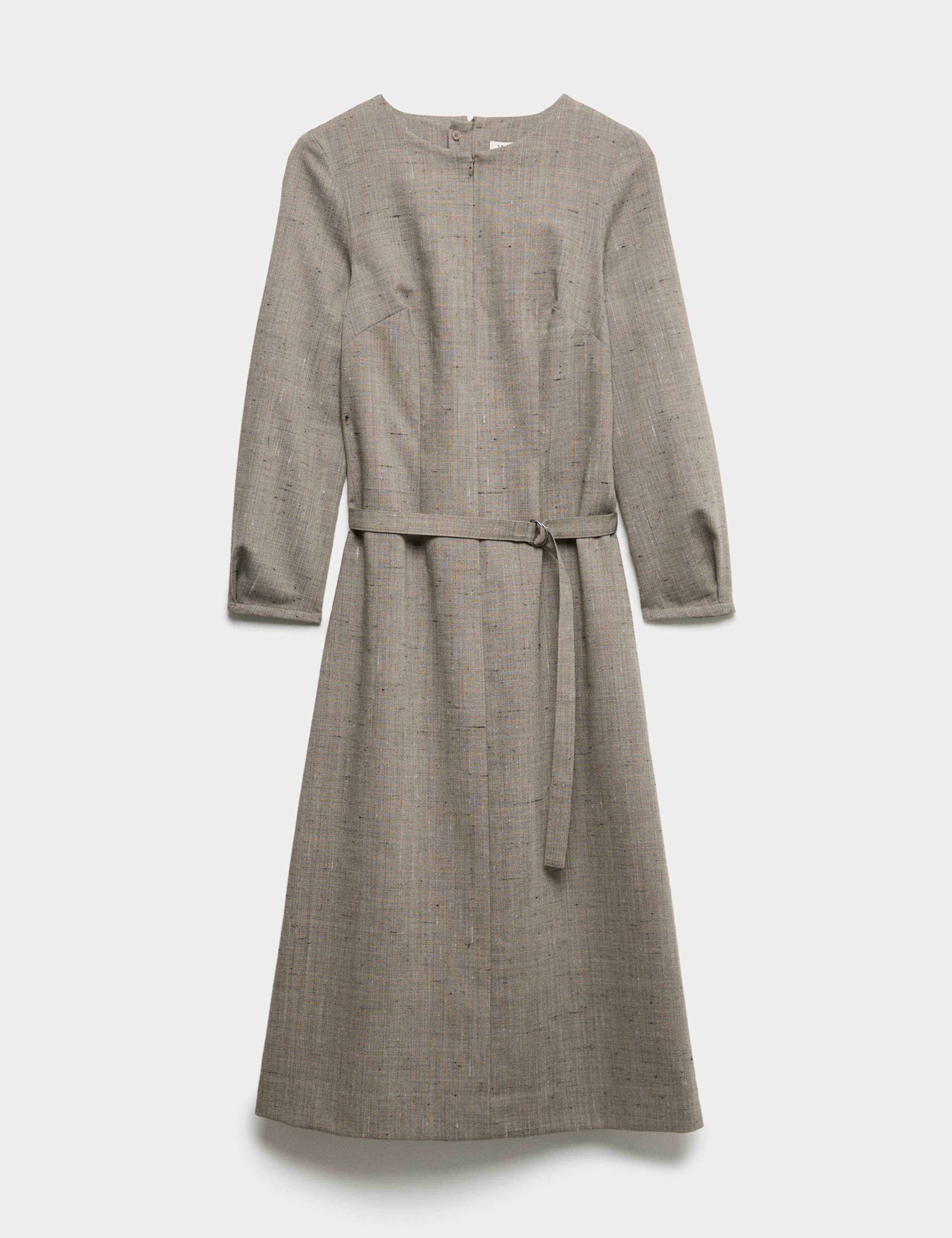 Wool Rich Flannel Belted Midi Skater Dress