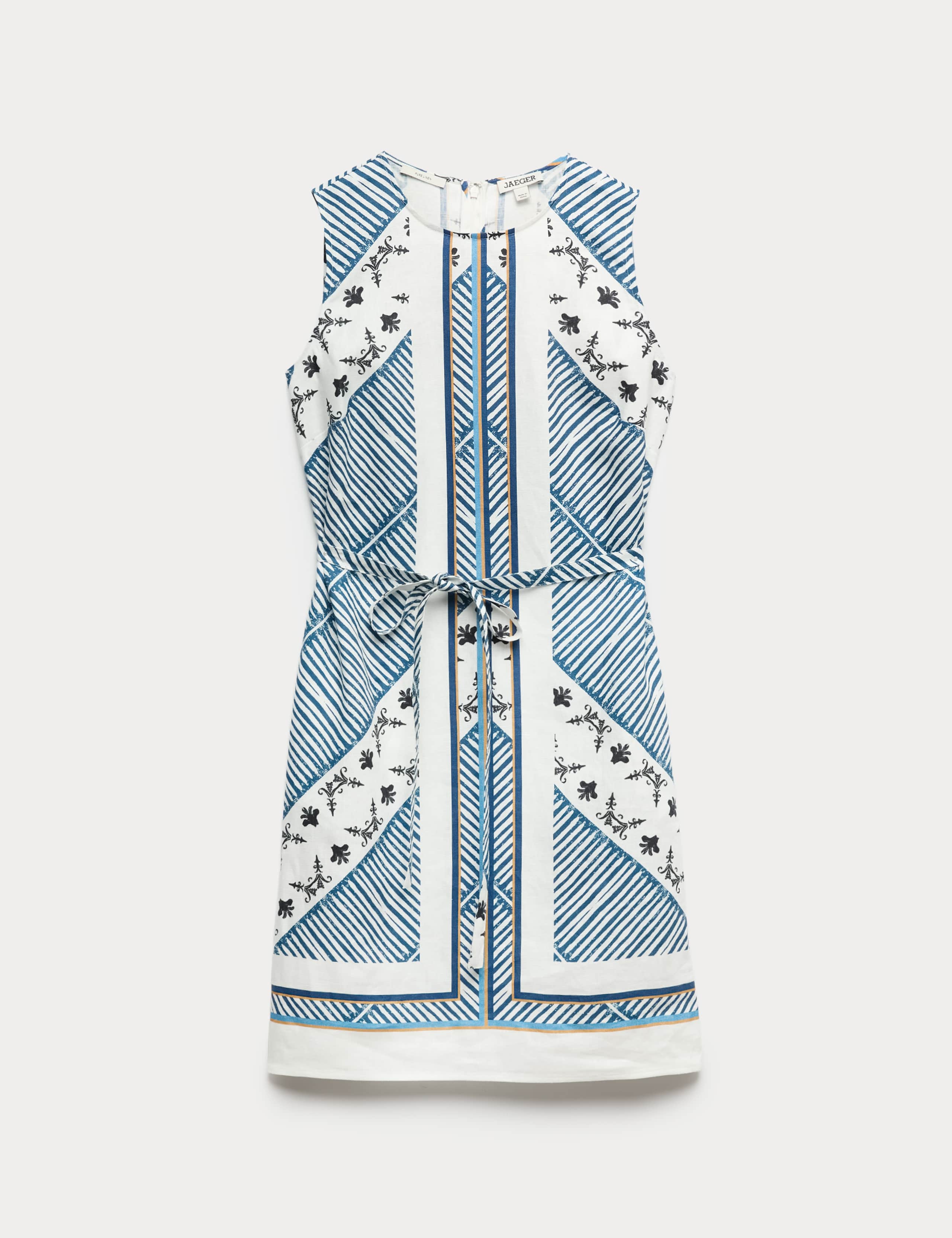 Pure Linen Printed Knee Length Shift Dress