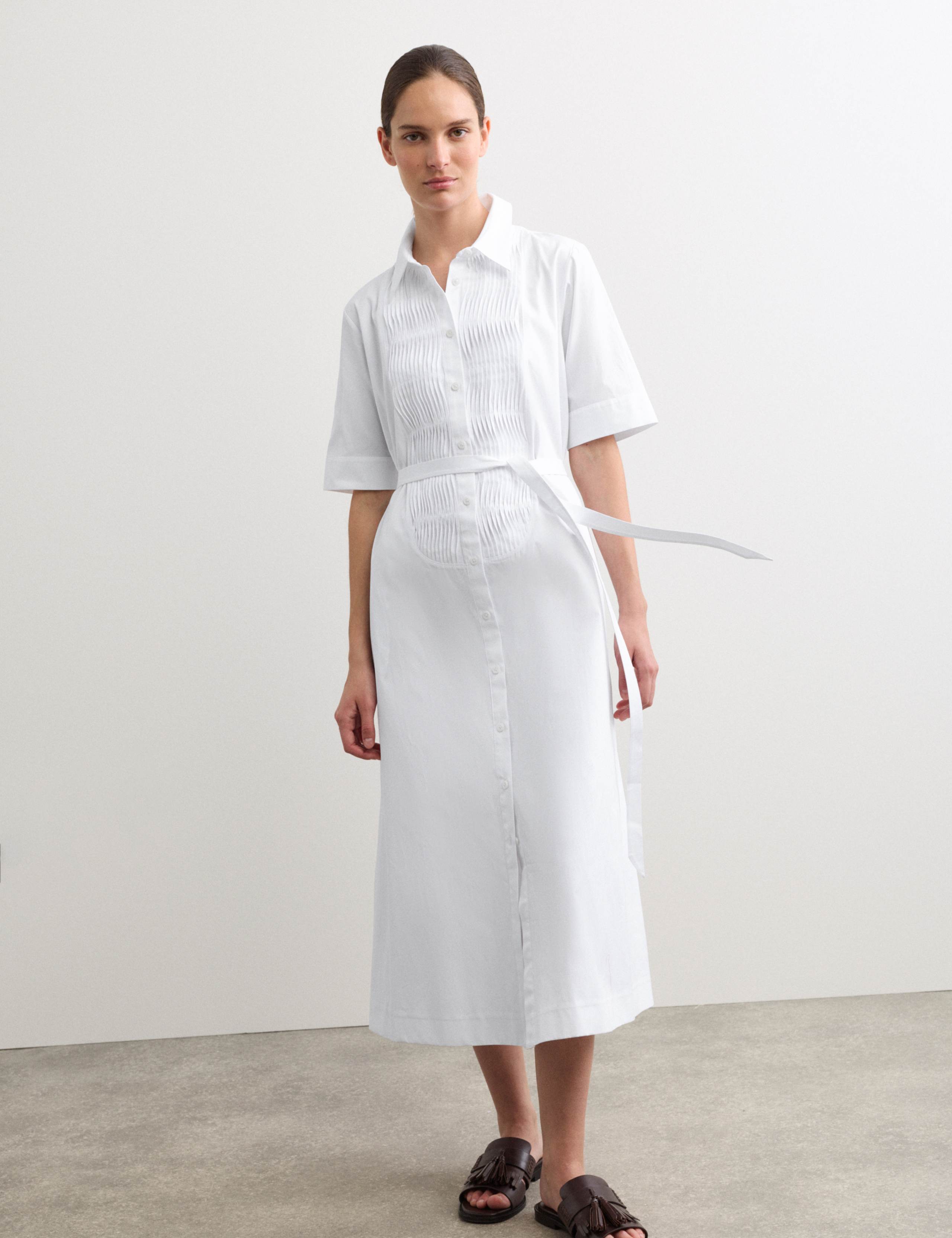 Pure Cotton Belted Midi Shirt Dress