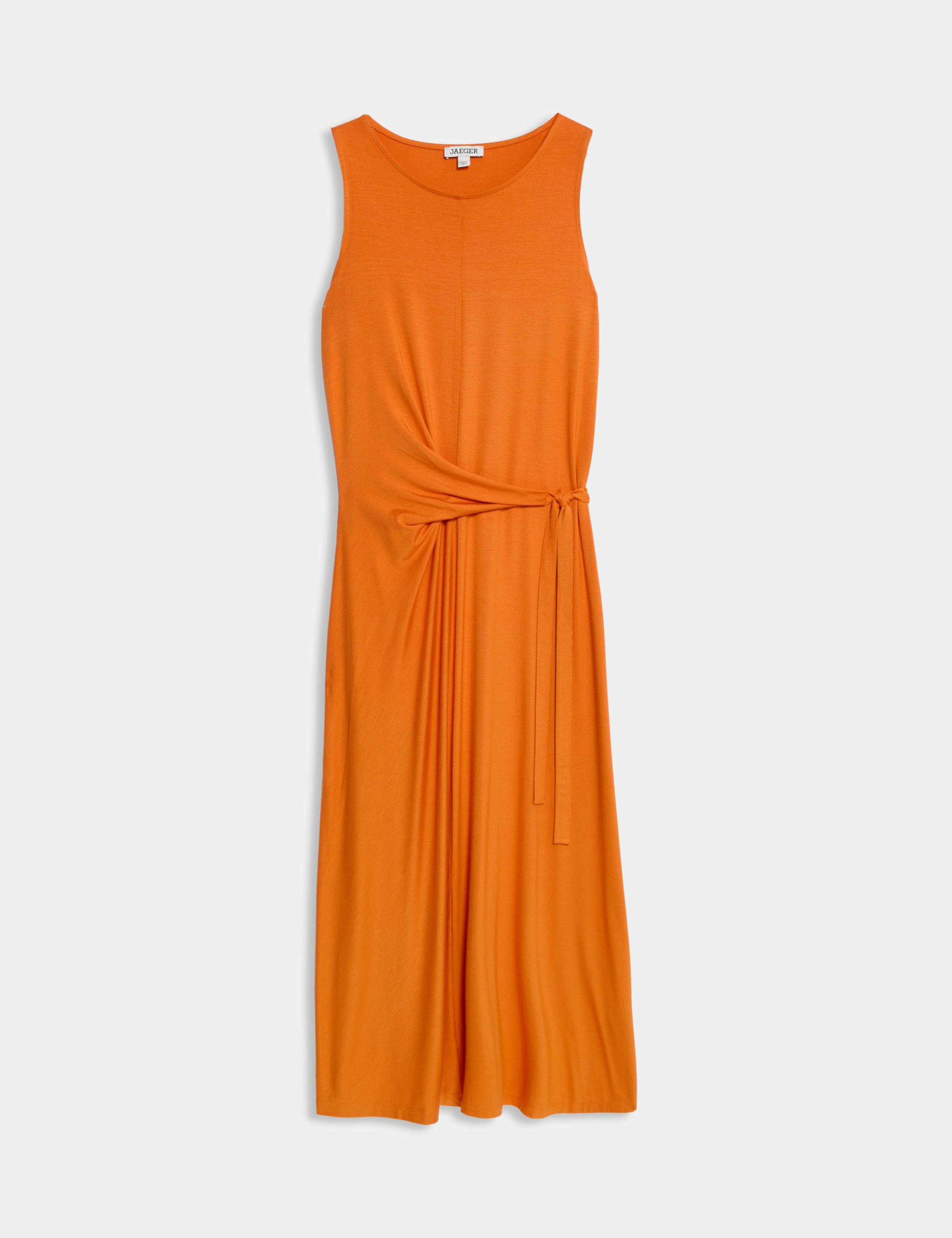 Jersey Tie Waist Midi Waisted Dress