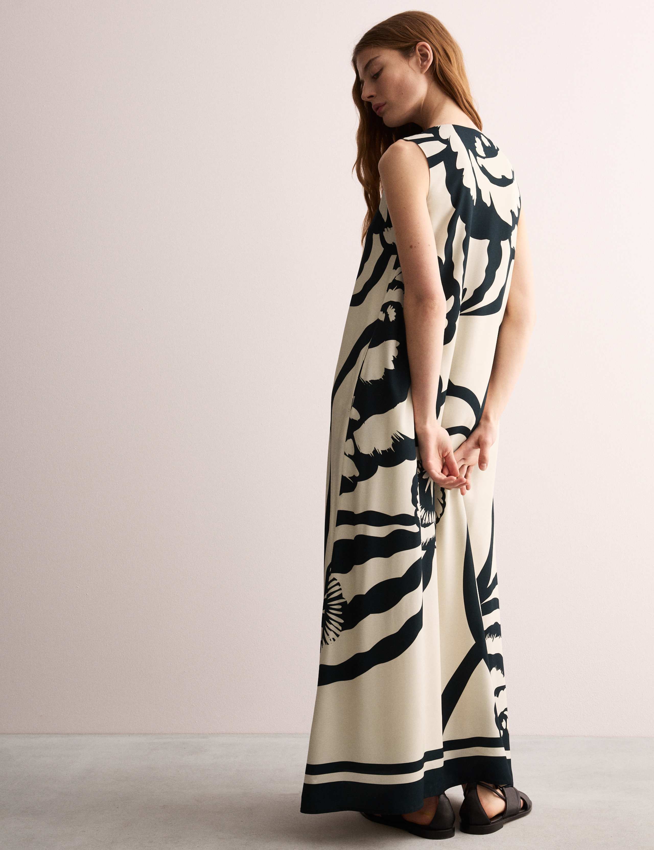 Floral V-Neck Midi Column Dress