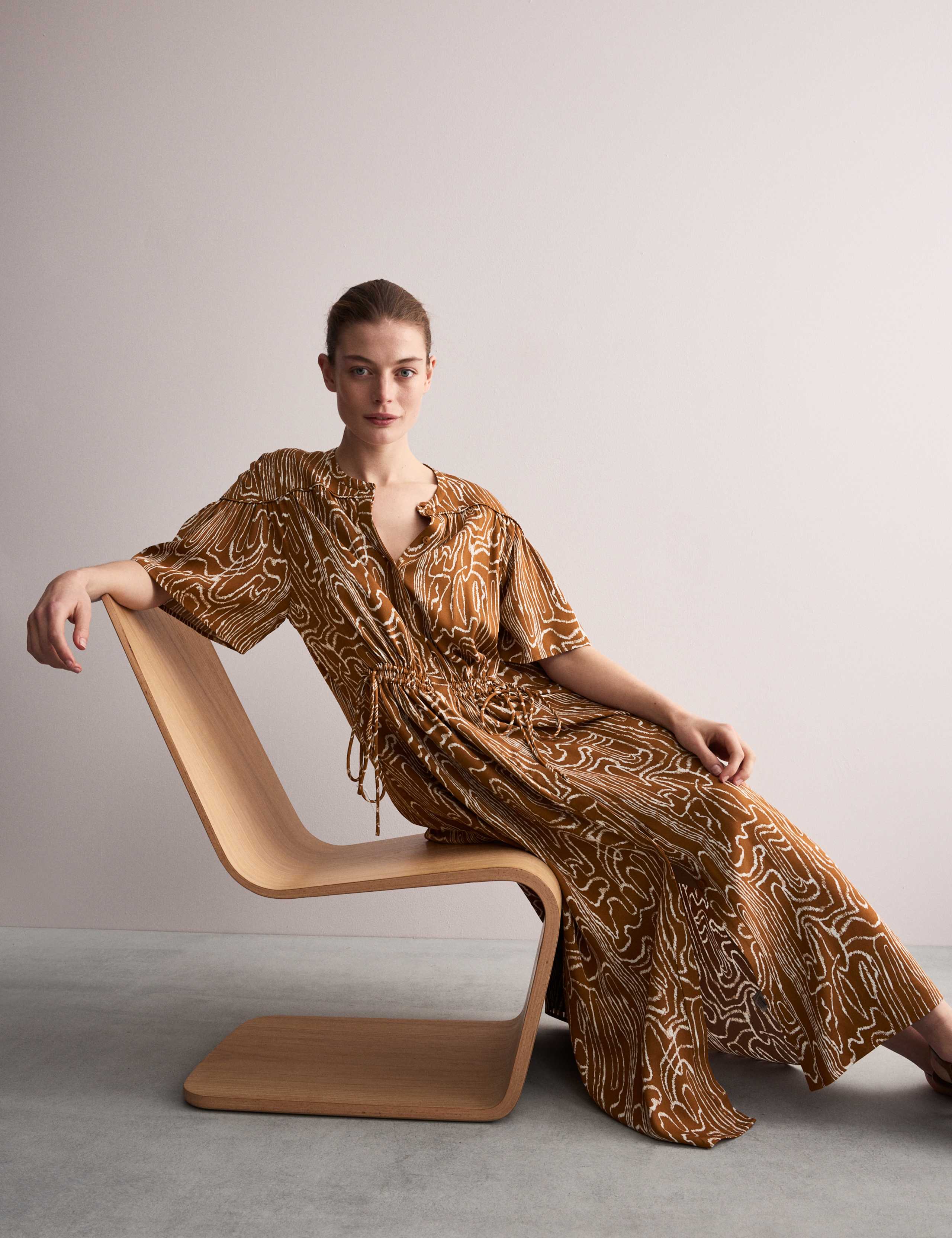 Printed Midaxi Waisted Dress